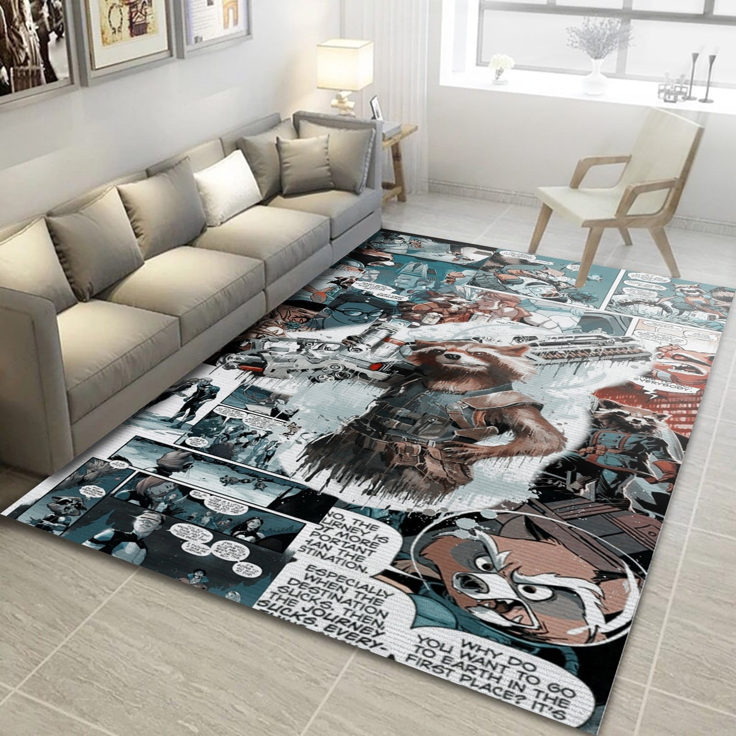 Rocket Raccoon Comic Area Rug