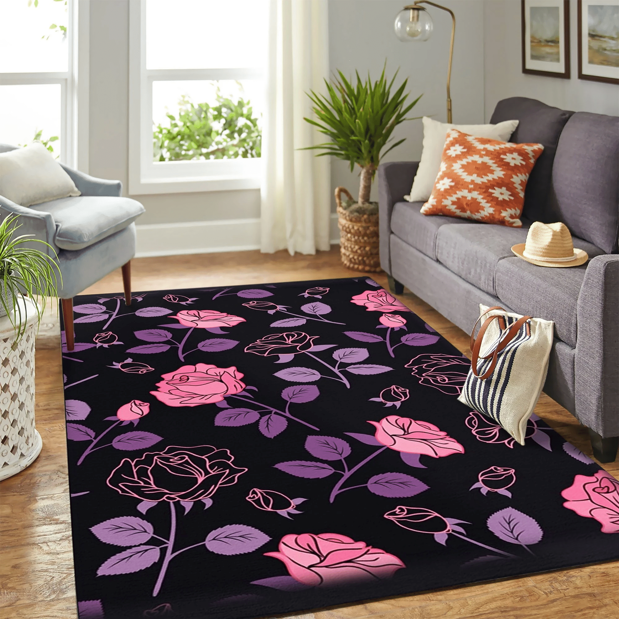 Rose Carpet Floor Area Rug Chrismas Gift - Indoor Outdoor Rugs