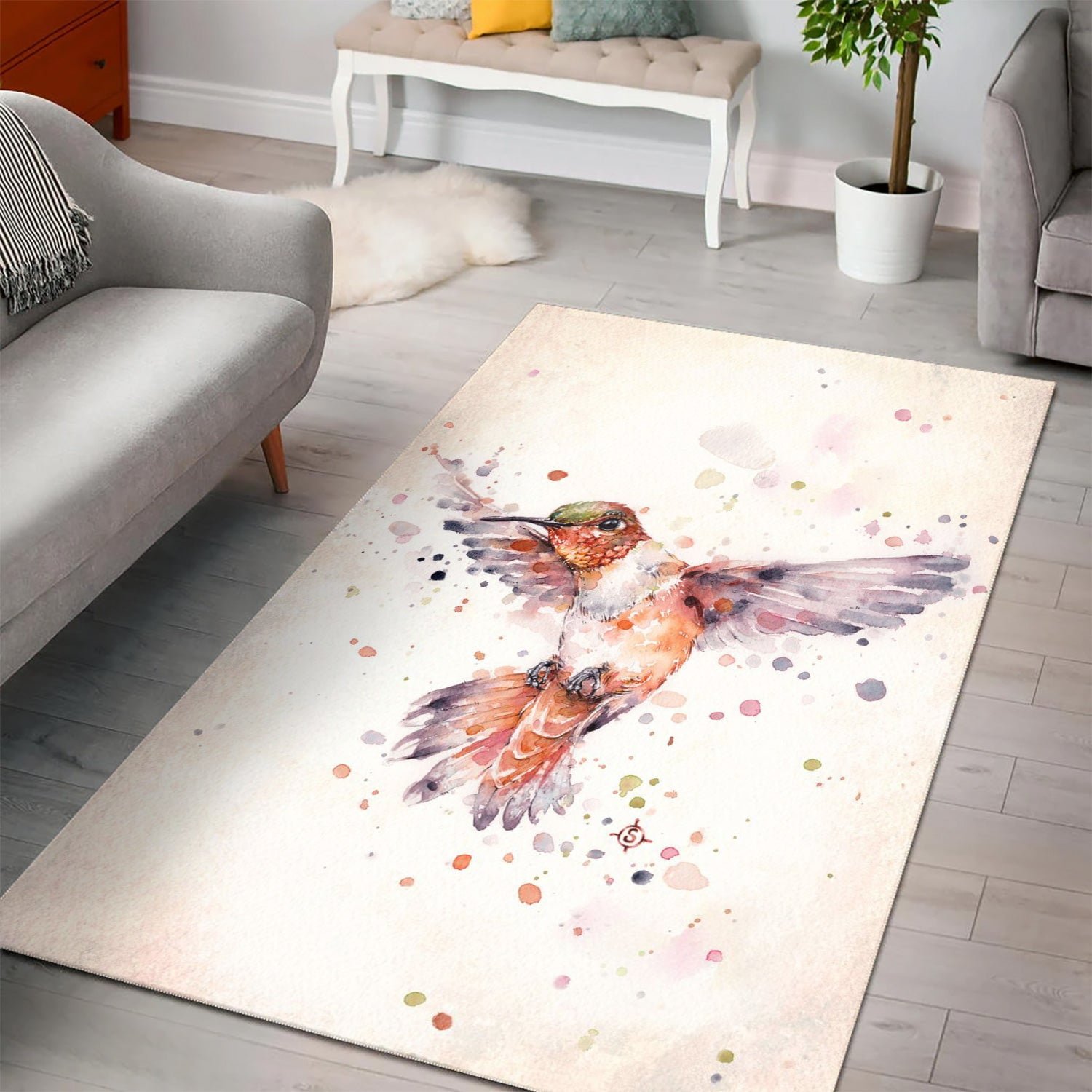 Rufous The Hummingbird Area Rug Living Room Rug Christmas Gift US Decor