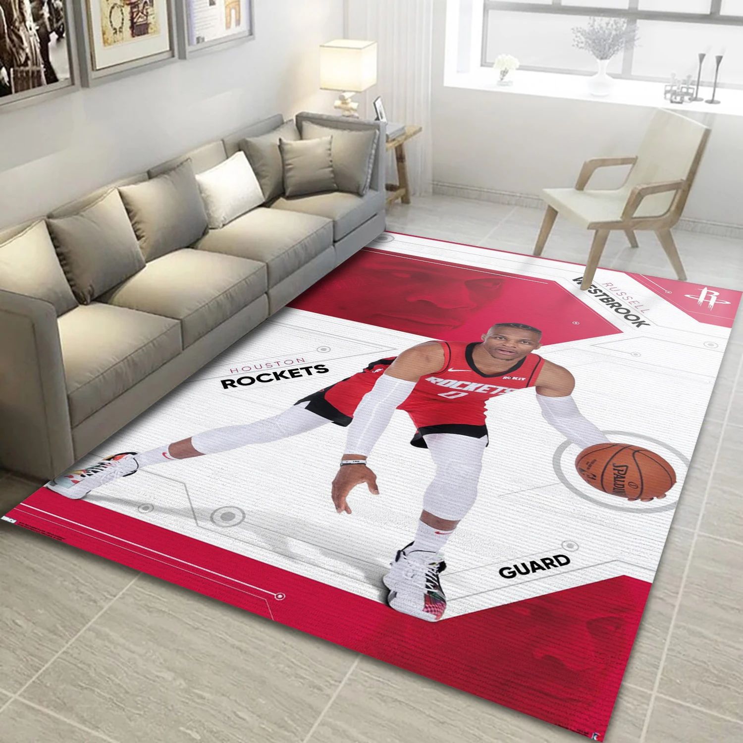 Russell Westbrook Houston Rockets NBA Area Rug, Living Room Rug - Room Decor - Indoor Outdoor Rugs