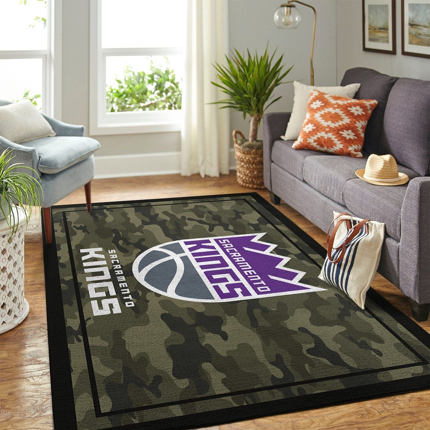 Sacramento Kings Nba Team Logo Camo Style Nice Gift Home Decor Area Rug Rugs For Living Room - Indoor Outdoor Rugs