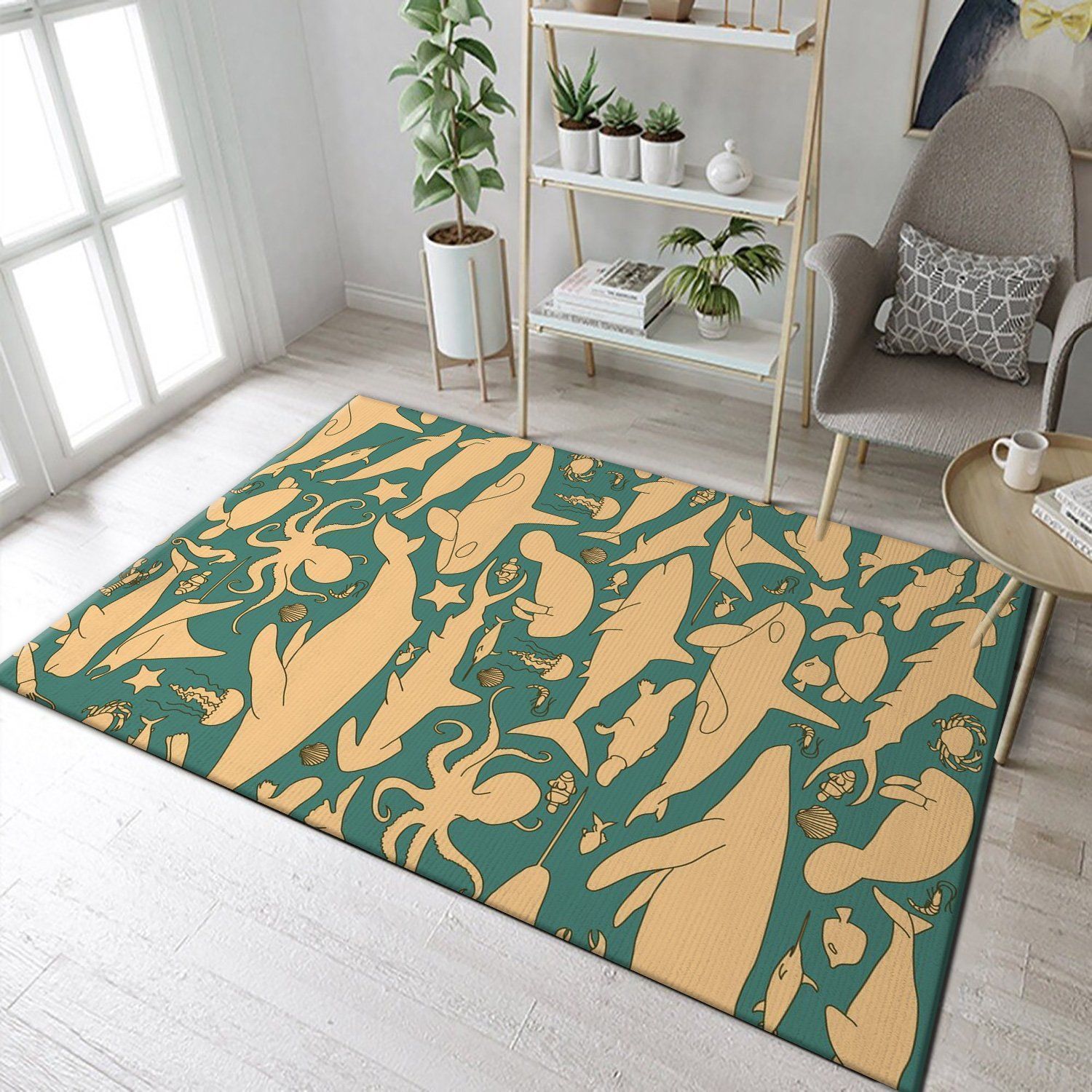 Sea Animals Pattern Area Rug Carpet