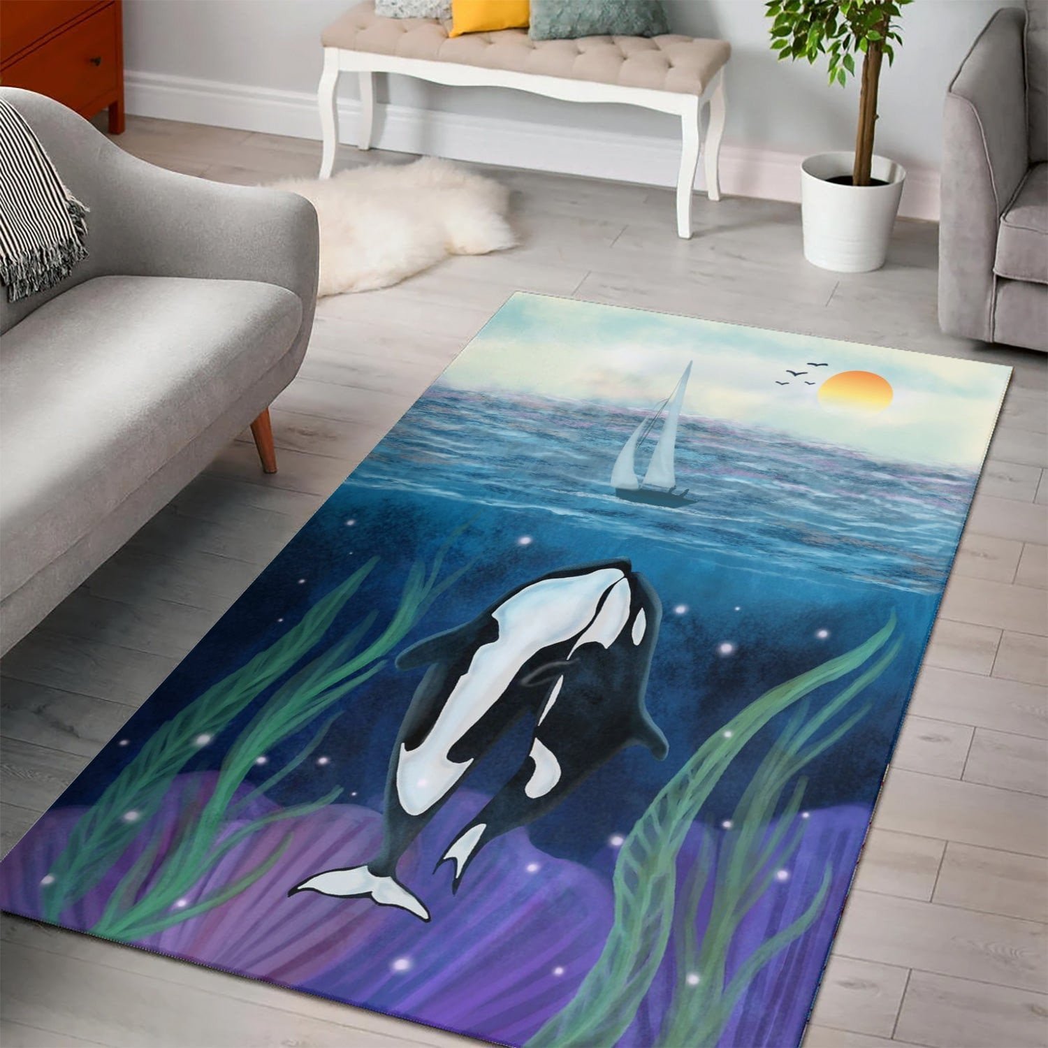 Sea Love Area Rug Living room and Bedroom Rug US Gift Decor