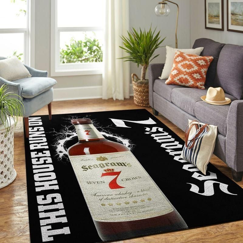 Seagrams This House Runs On Rug Room Carpet Custom Area Floor Home Decor - Indoor Outdoor Rugs