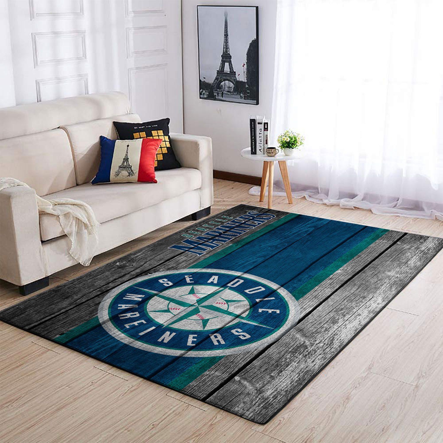 Seattle Mariners Mlb Team Logo Wooden Style Style Nice Gift Home Decor Rectangle Area Rug - Indoor Outdoor Rugs