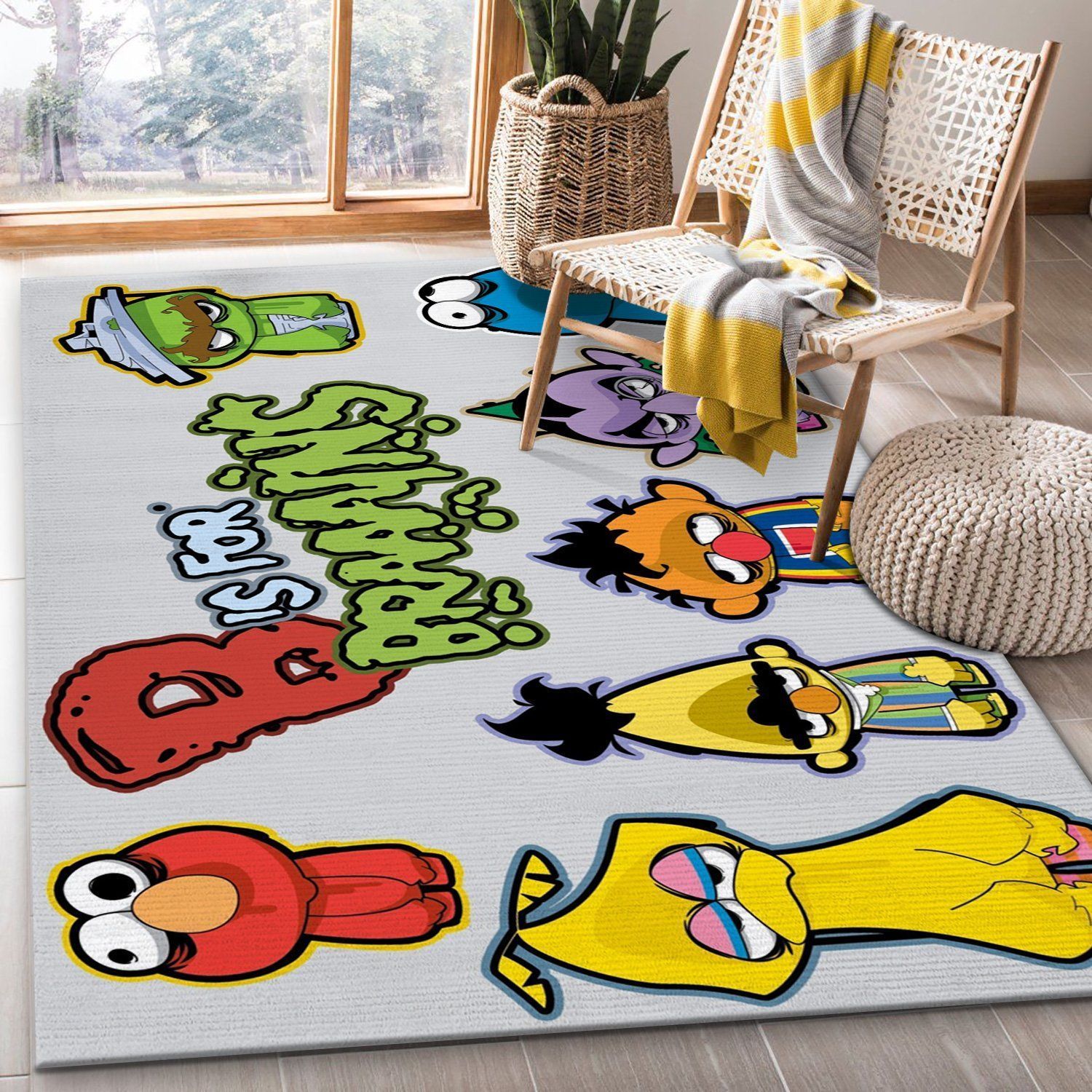 Sesame Street Family Monsters Area Rug Living Room Rug US Gift Decor - Indoor Outdoor Rugs