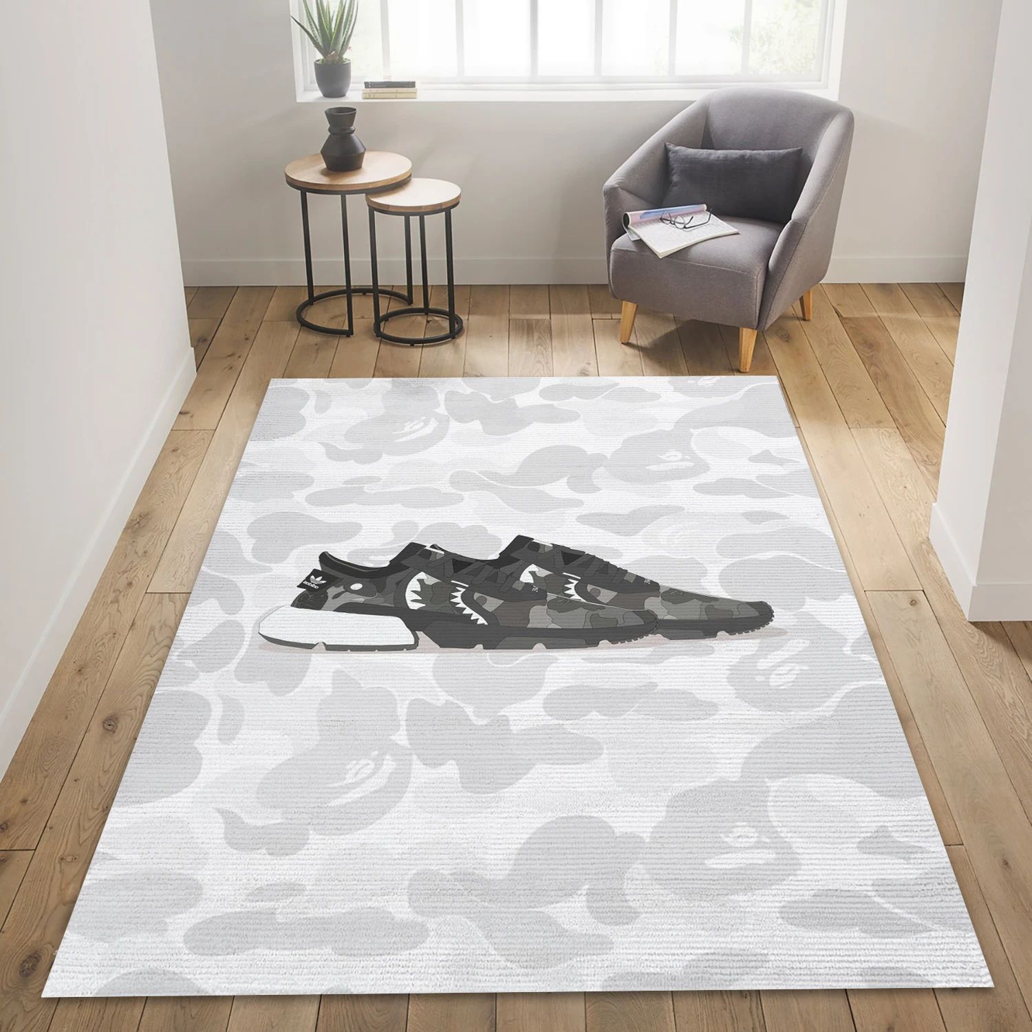 Sharkes Sneaker 2 Fashion Logo Area Rug