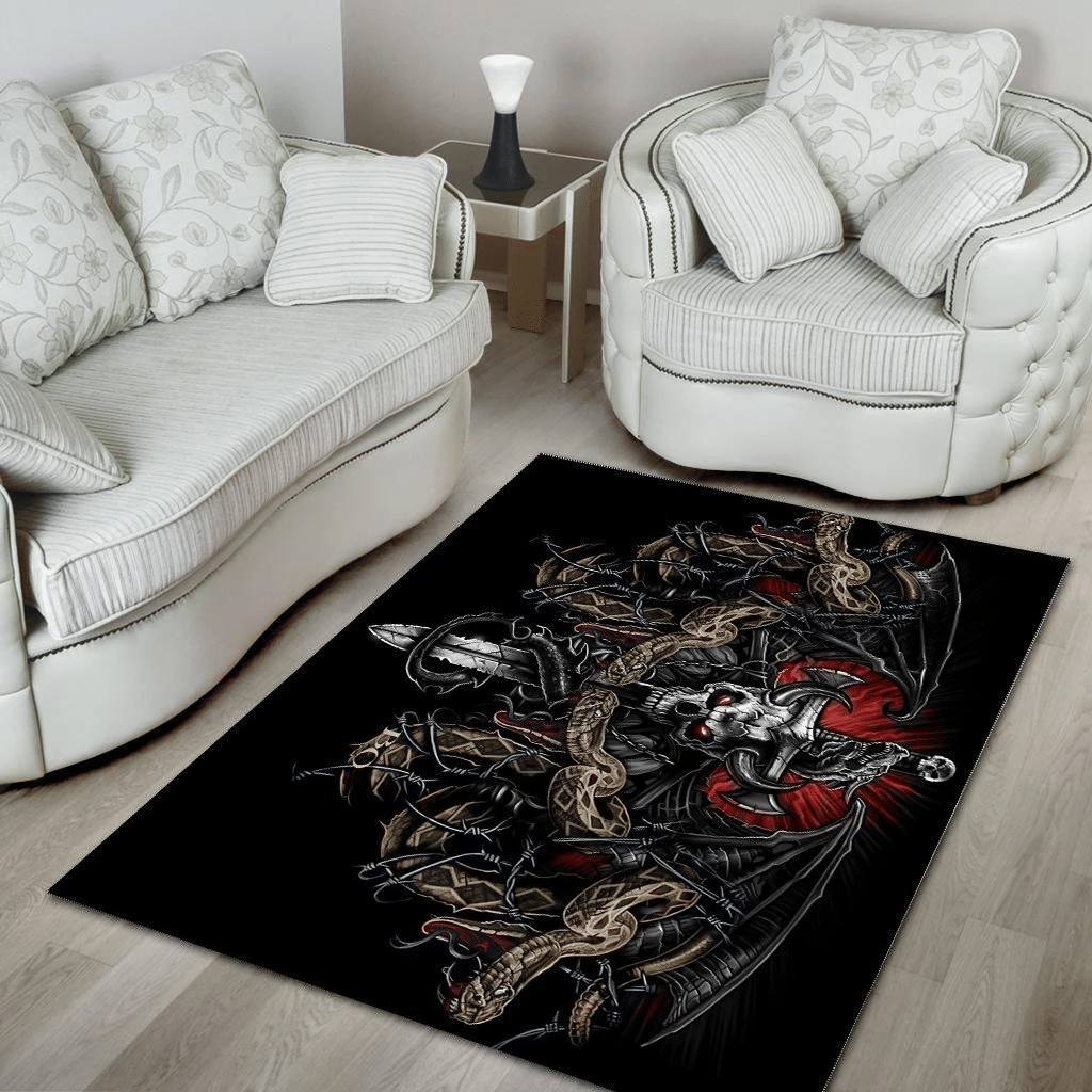 Skull Area Rug Chrismas Gift - Indoor Outdoor Rugs