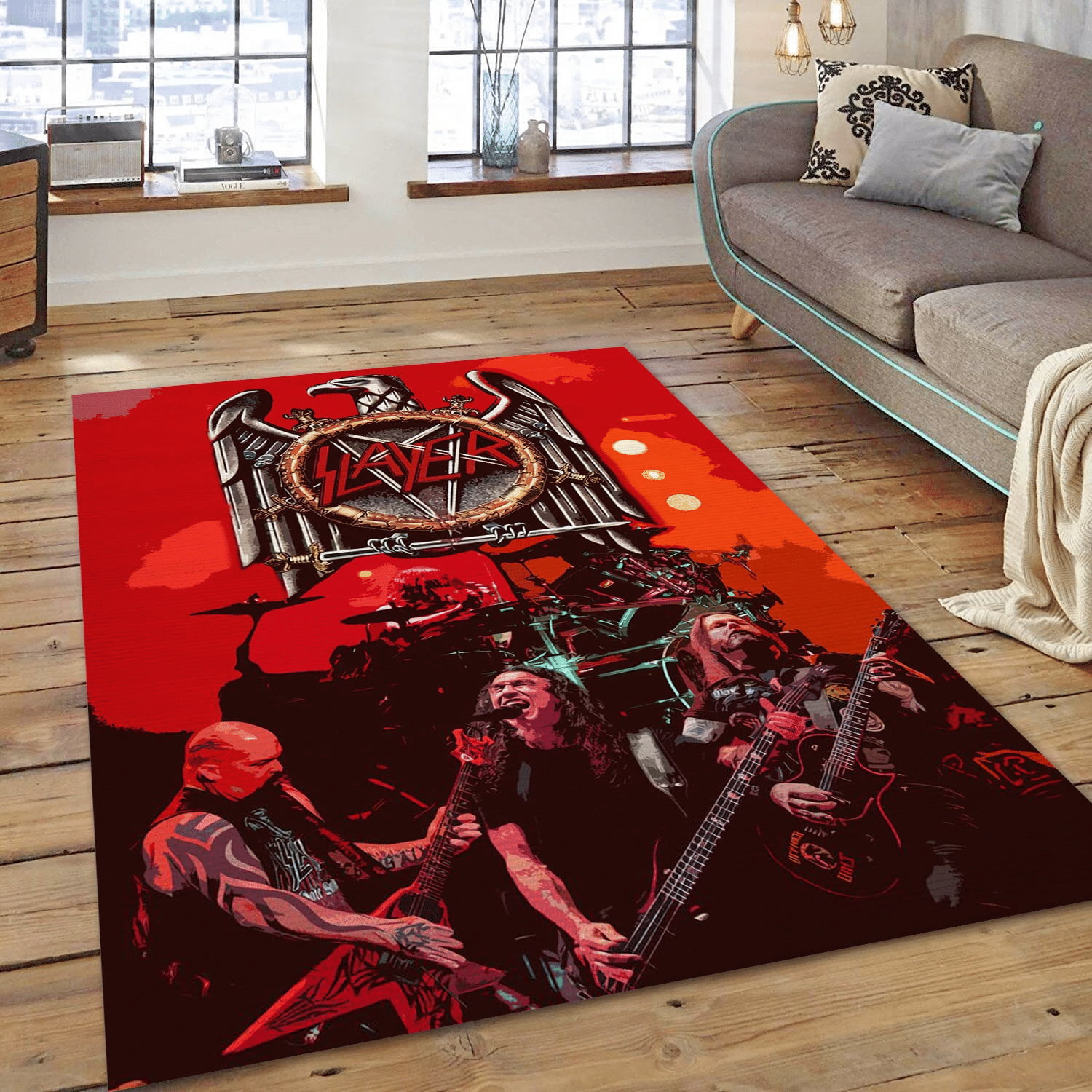 Slayer Band Music Area Rug, Living Room  Rug - Family Gift US Decor - Indoor Outdoor Rugs
