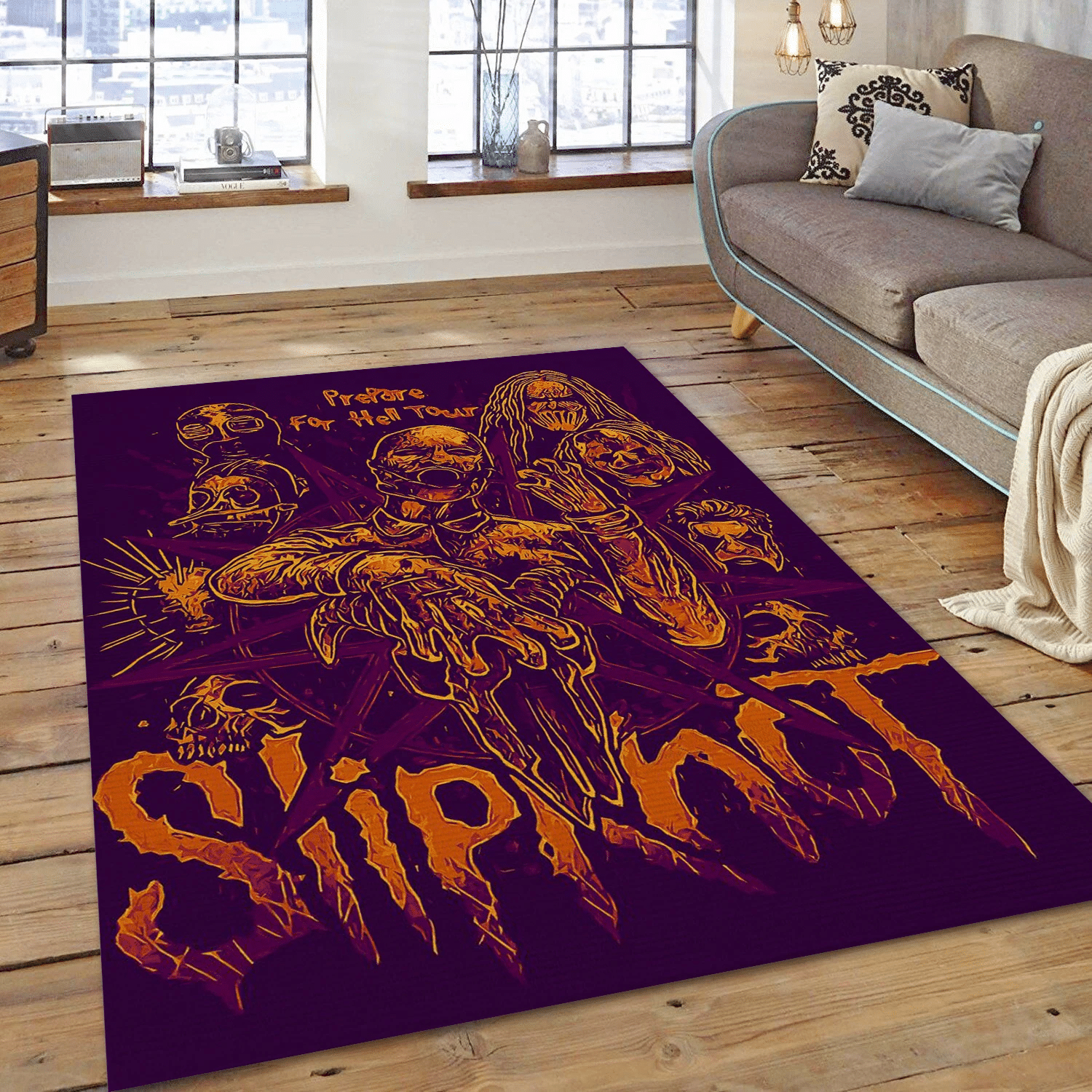 Slipknot Purple And Gold Music Area Rug For Christmas, Living Room Rug - Floor Decor - Indoor Outdoor Rugs
