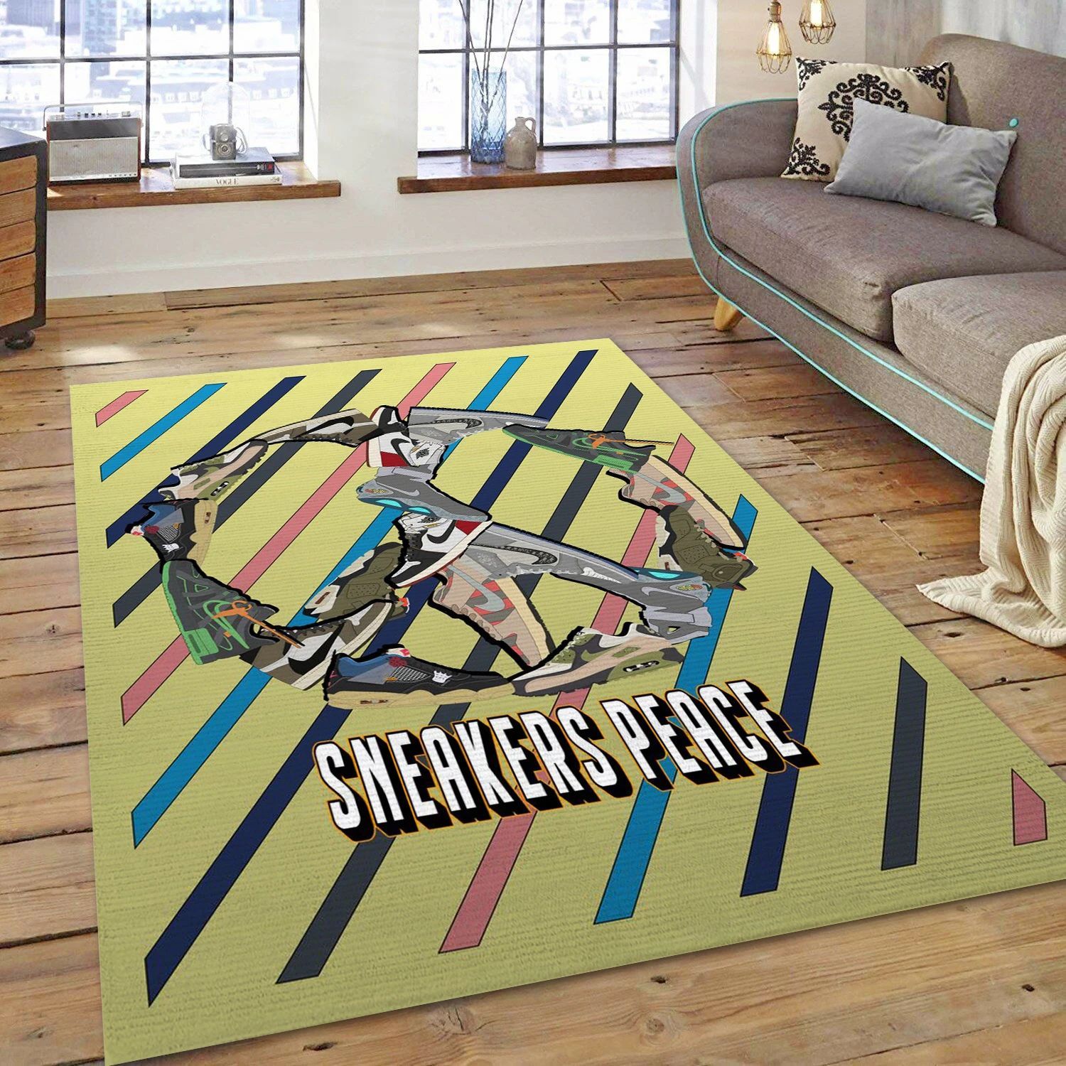 Sneakers Peace Fashion Brand Area Rug