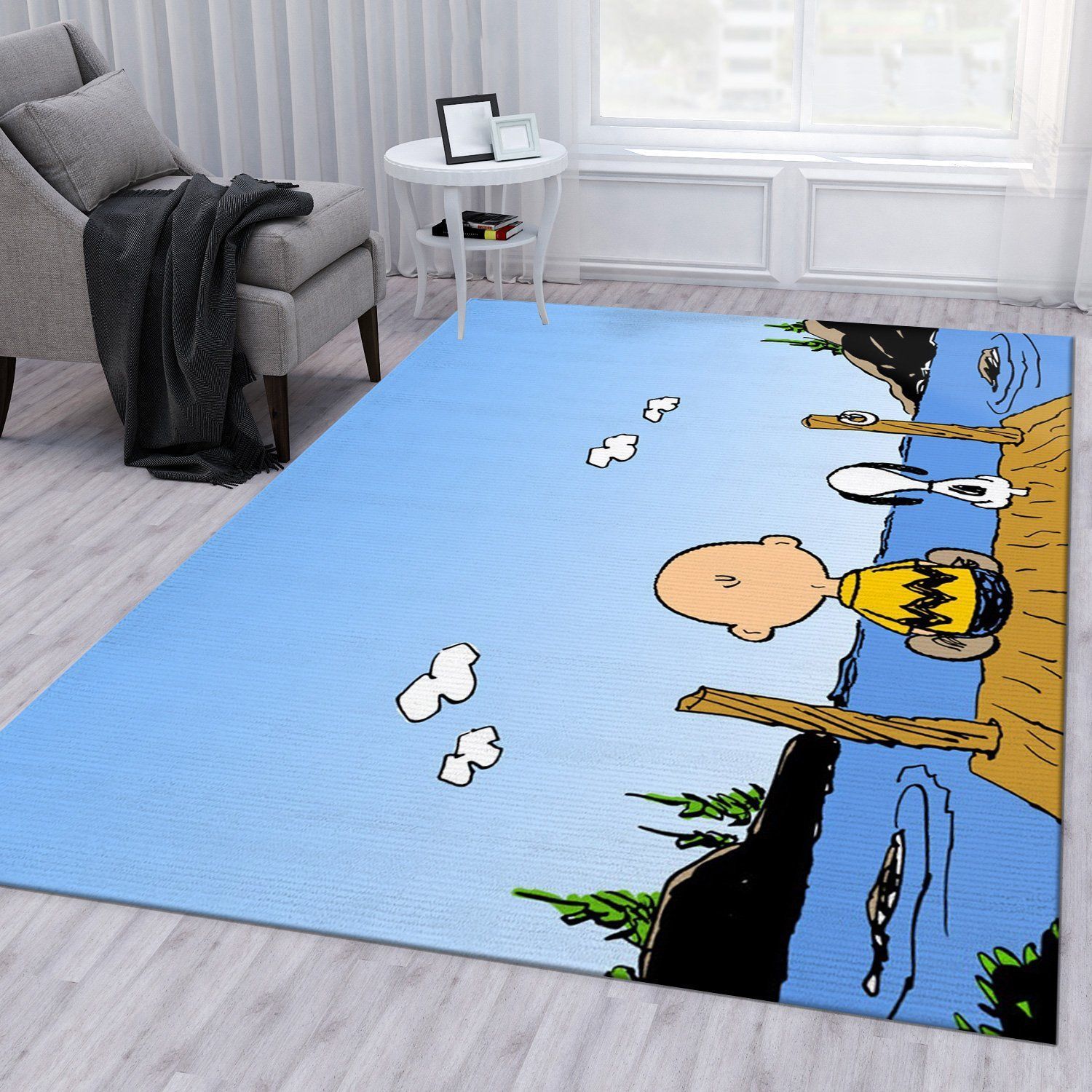 Snoopy And Charlie Brown Area Rug Bedroom Rug Family Gift US Decor - Indoor Outdoor Rugs