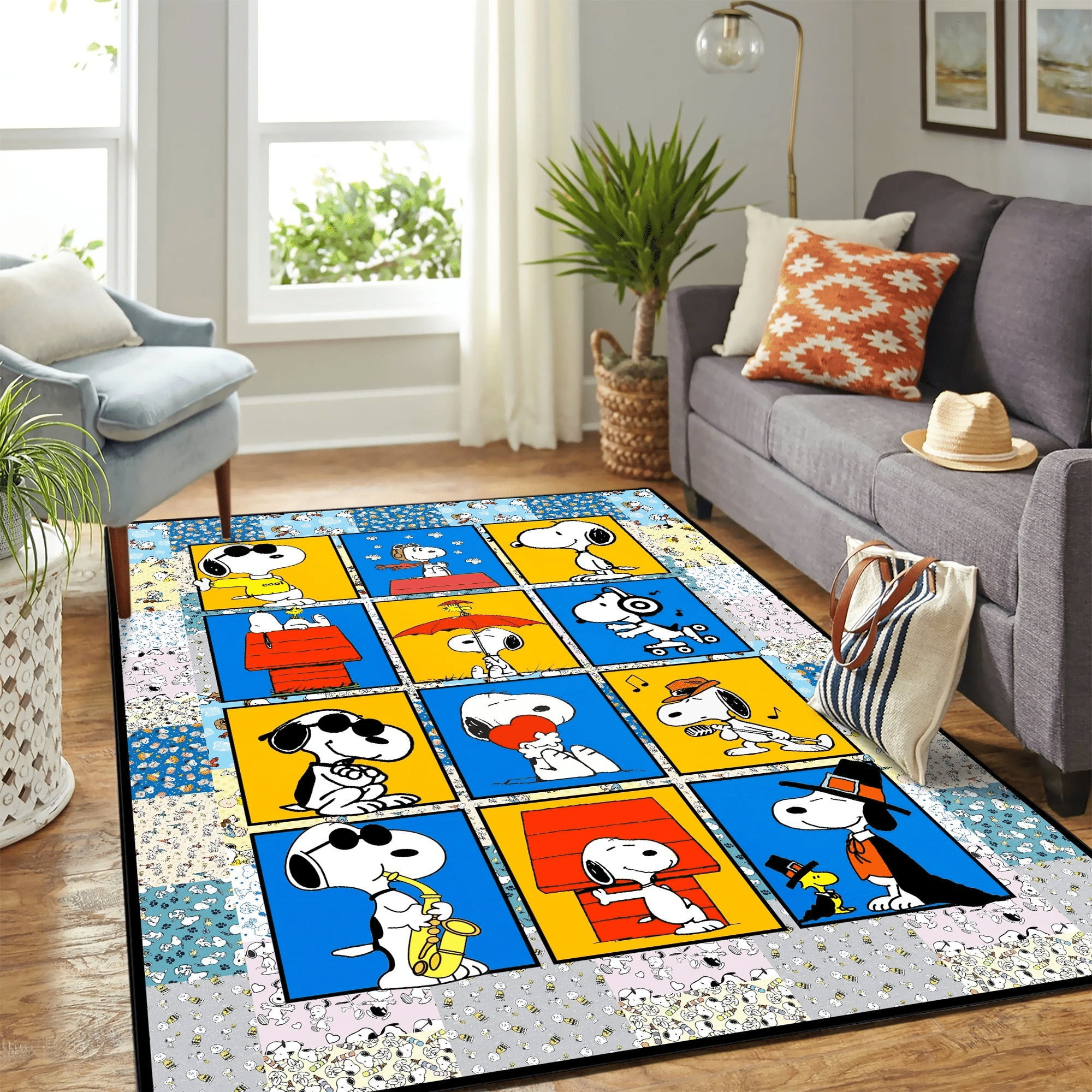 Snoopy Cute Carpet Floor Area Rug - Indoor Outdoor Rugs