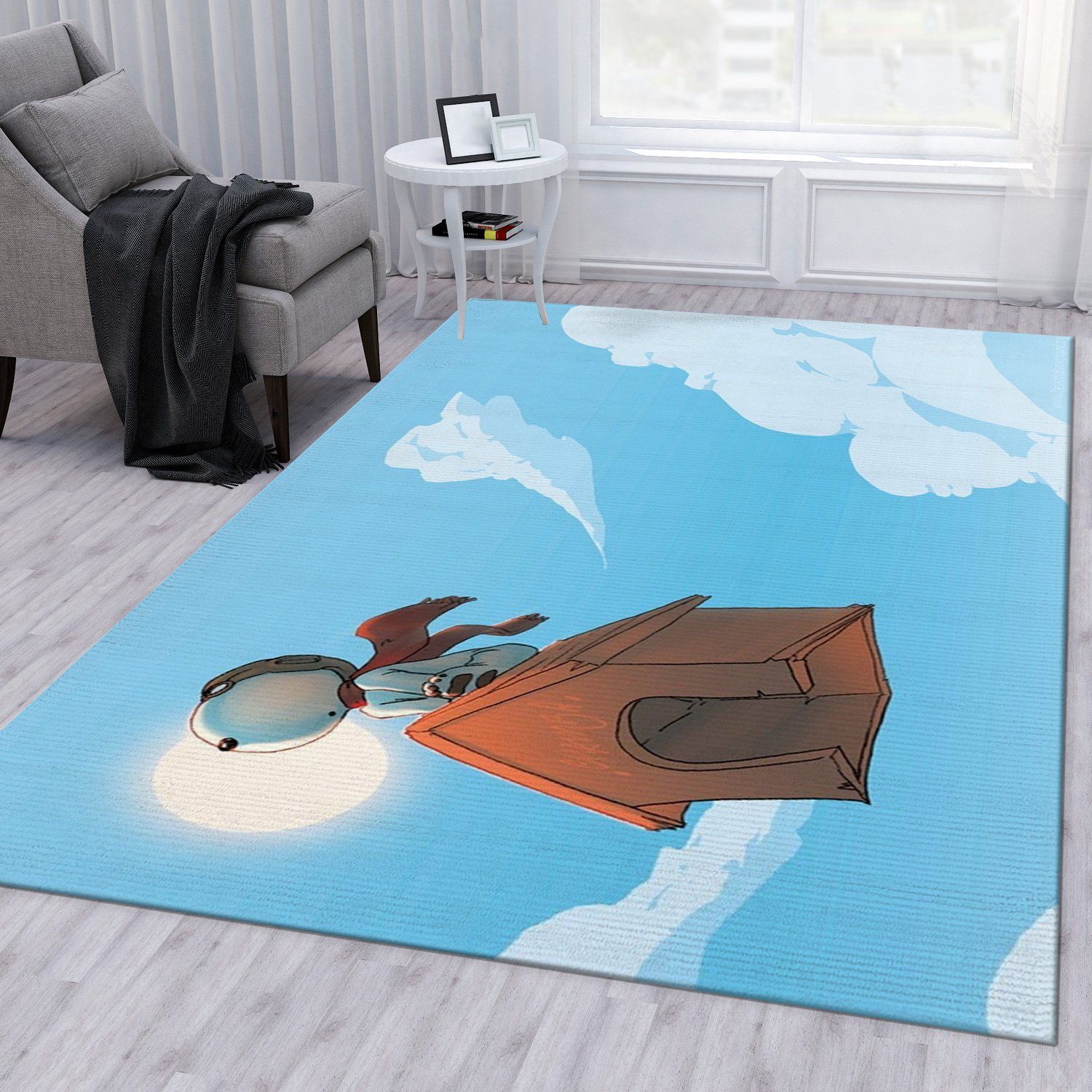 Snoopy Fly Rug Bedroom Rug Family Gift US Decor - Indoor Outdoor Rugs