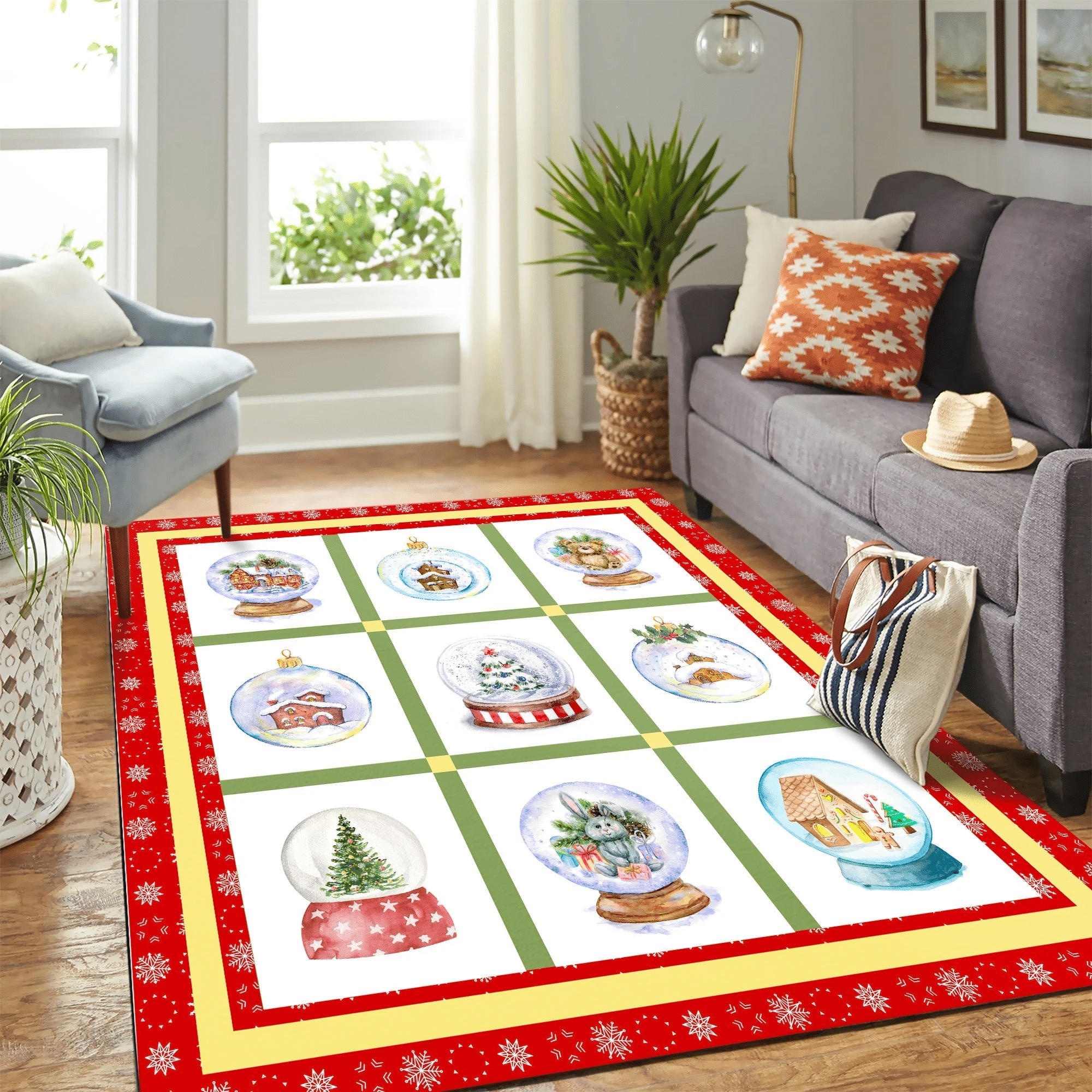 Snow Globes Mk Carpet Area Rug Chrismas Gift - Indoor Outdoor Rugs