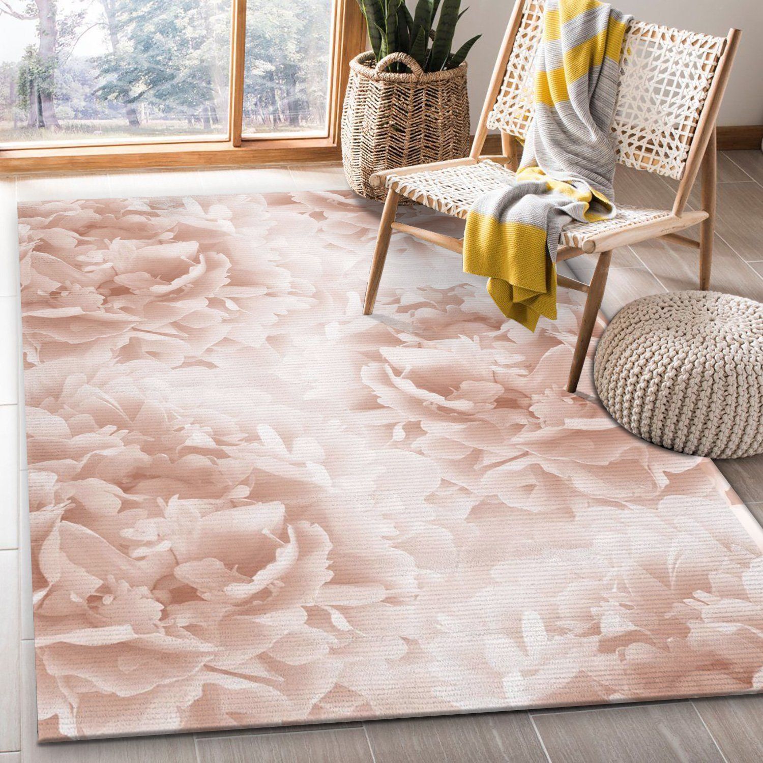 Soft Terracotta Peonies 1 Area Rug Carpet