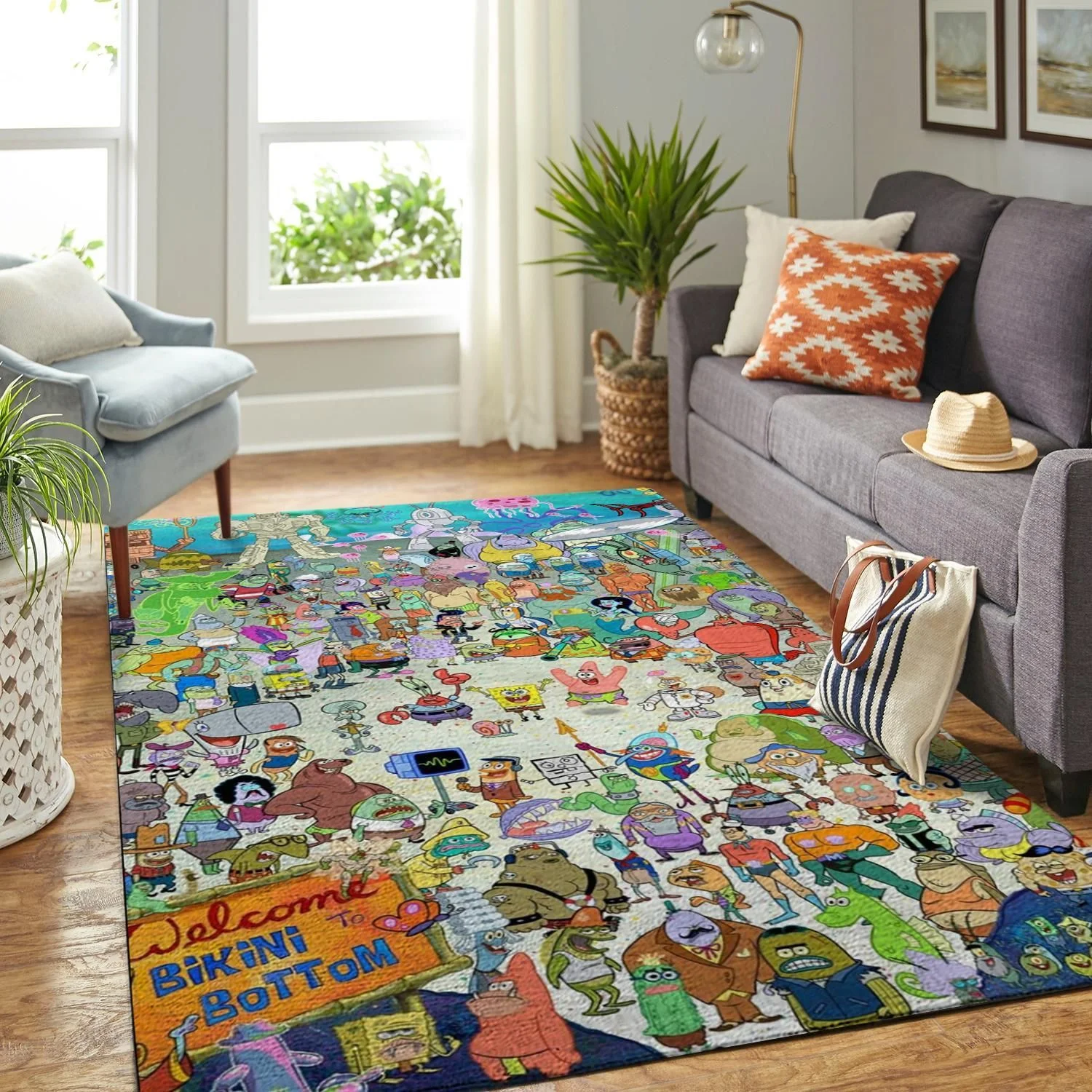 Spongebob Squarepants All Characters Kids Room Area Rug Rugs For Living Room Rug Home Decor - Indoor Outdoor Rugs