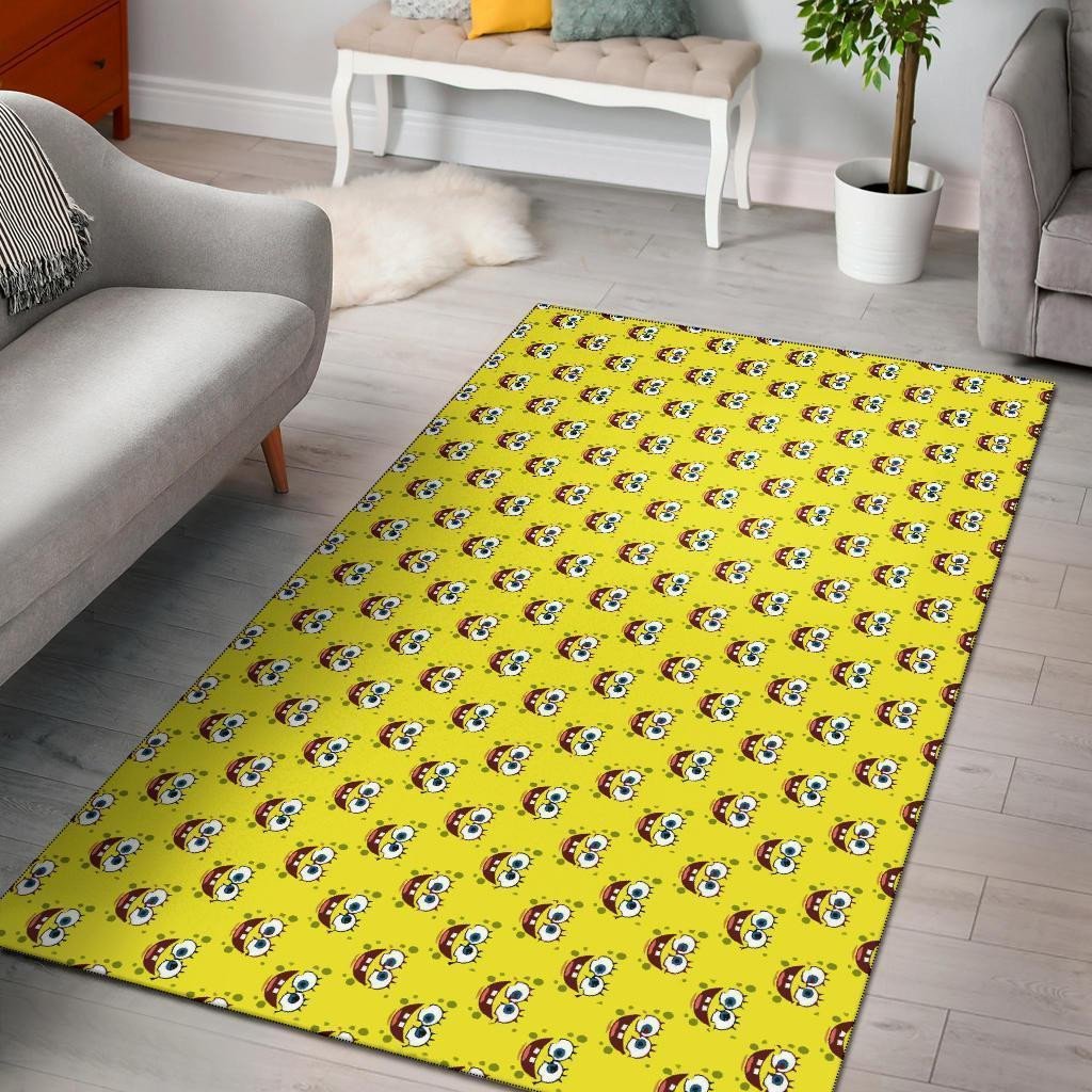 Spongebob Squarepants Face Pattern Area Rug Chrismas Gift - Indoor Outdoor Rugs