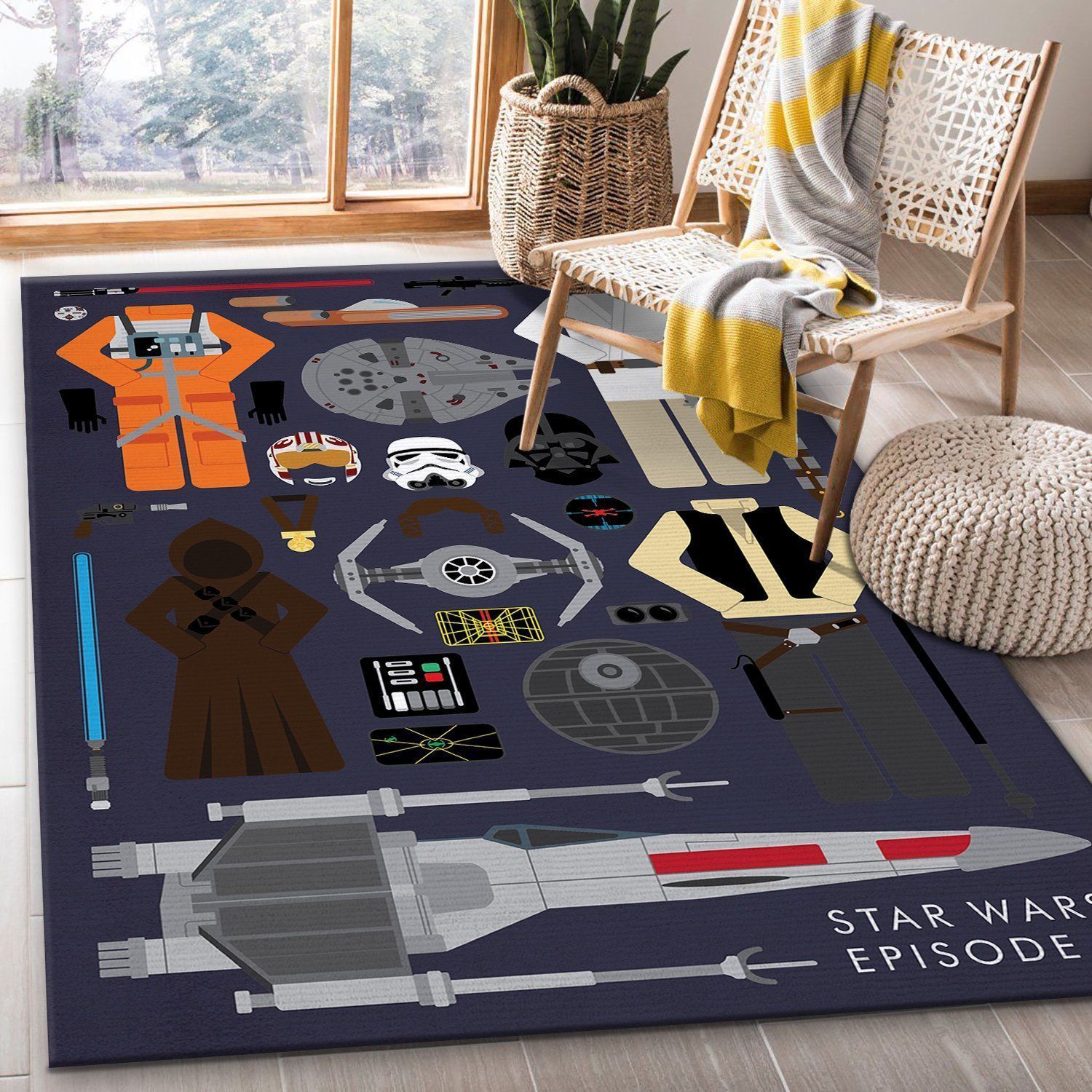 Star Wars Episode 4 Classic Logo Area Rugs Living Room Carpet FN120123 Local Brands Floor Decor The US Decor - Indoor Outdoor Rugs