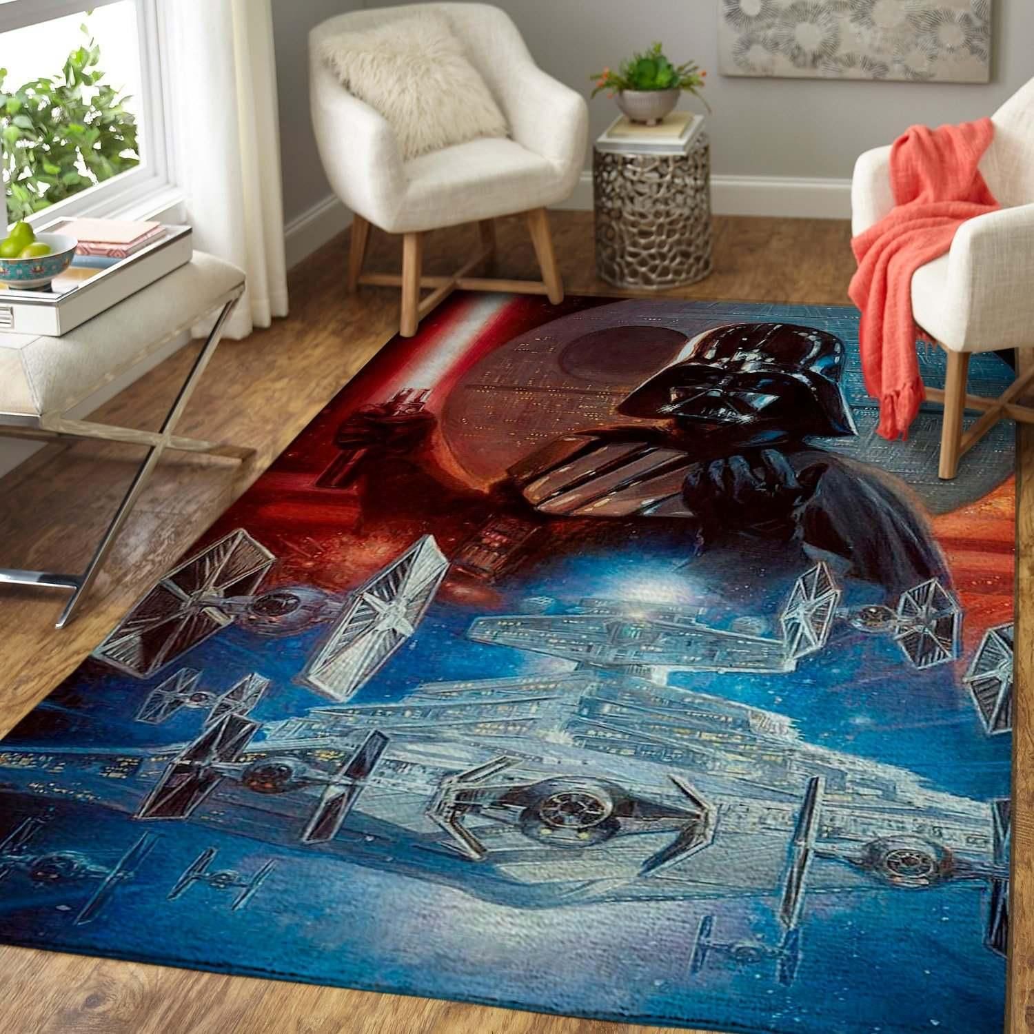 Star Wars Legends Death Star & Darth Vader Area Rug Floor Home Decor - Indoor Outdoor Rugs