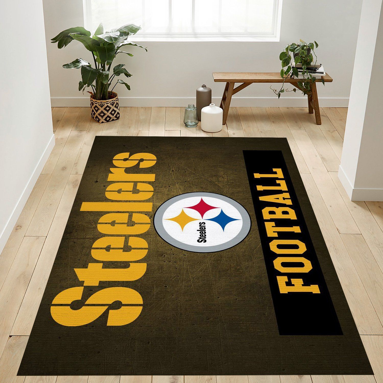 Steelers Football Banner Nfl Team Logo Rug Bedroom Rug US Gift Decor - Indoor Outdoor Rugs