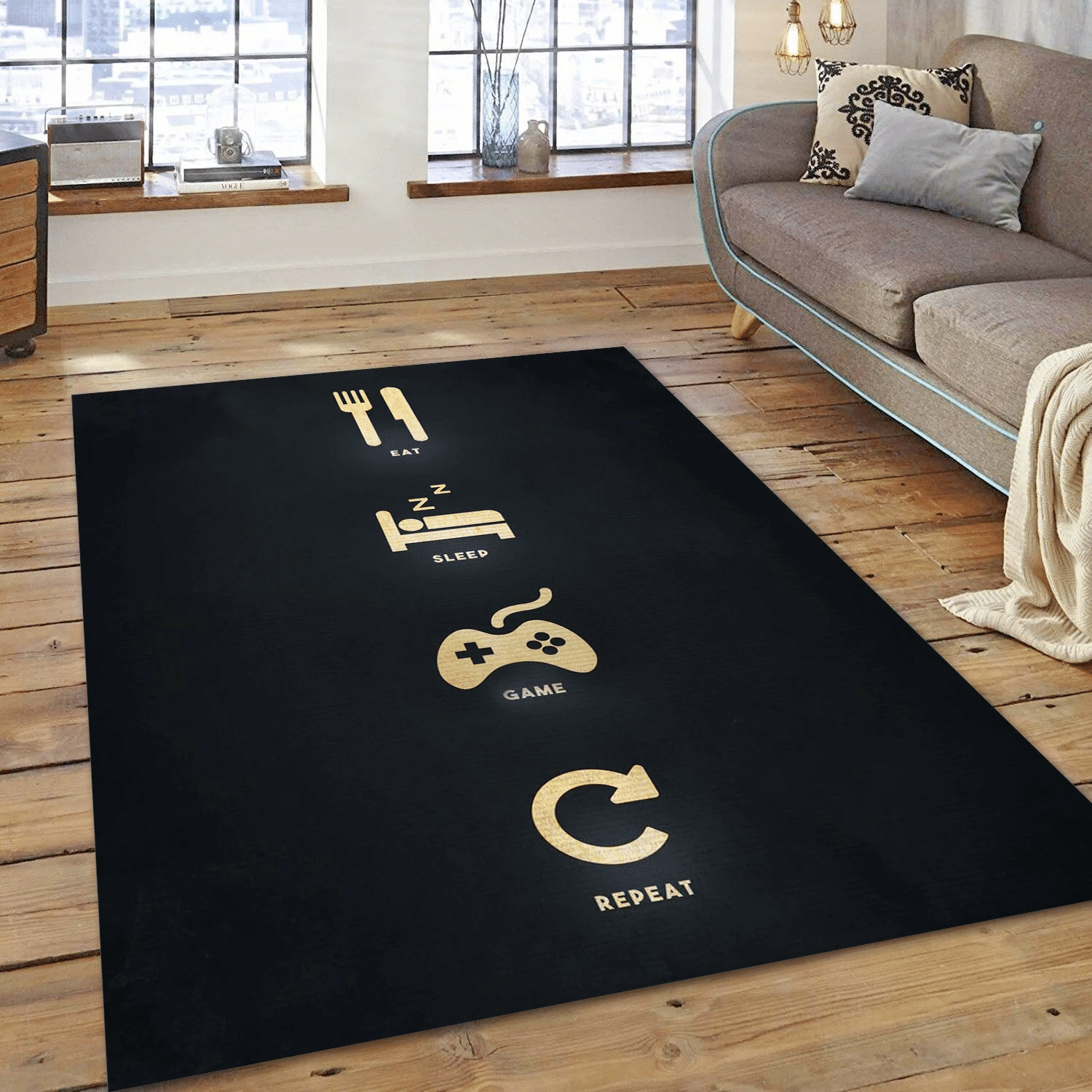 Steps For A Gamer Life Area Rug Carpet