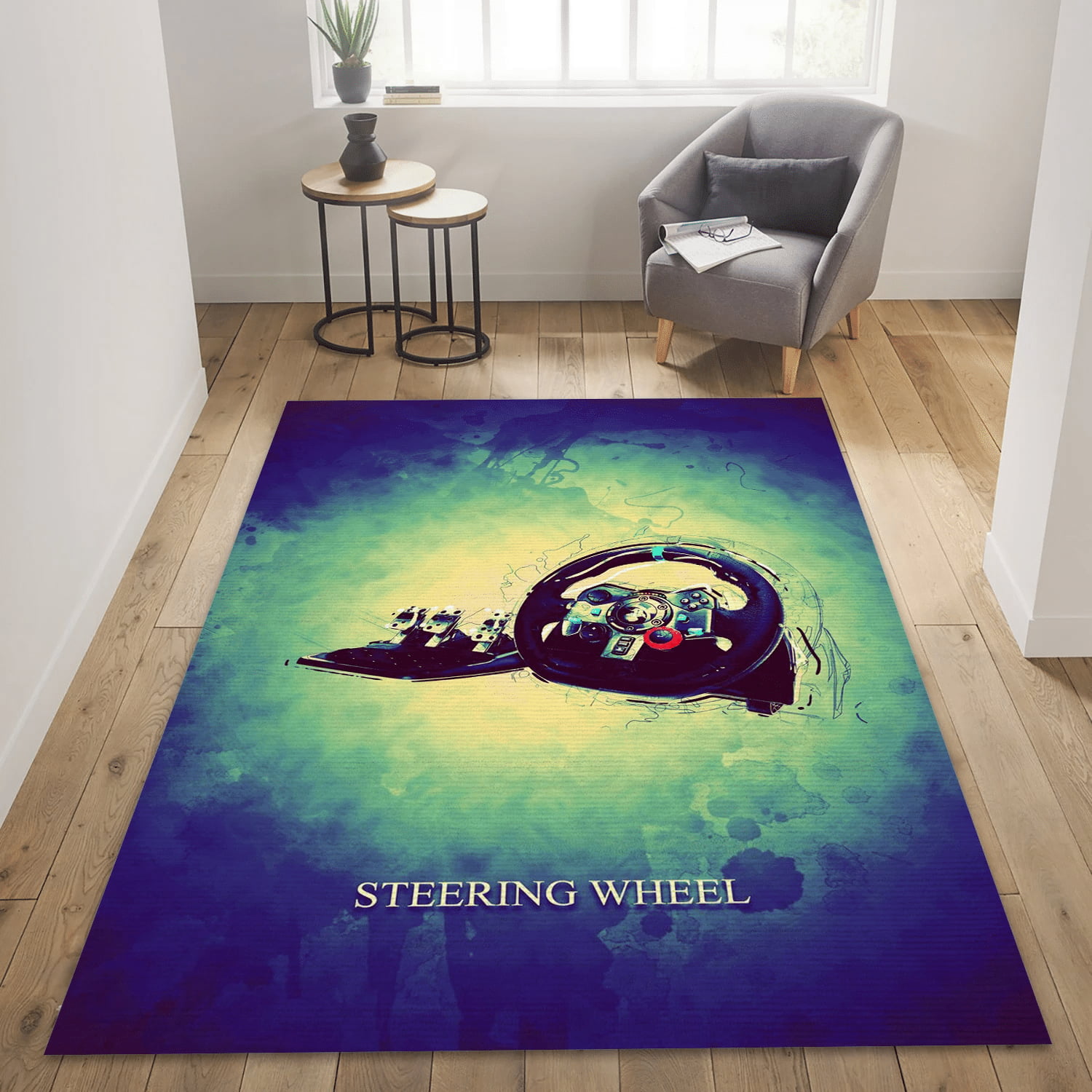 Streering Wheel Gaming Area Rug Carpet