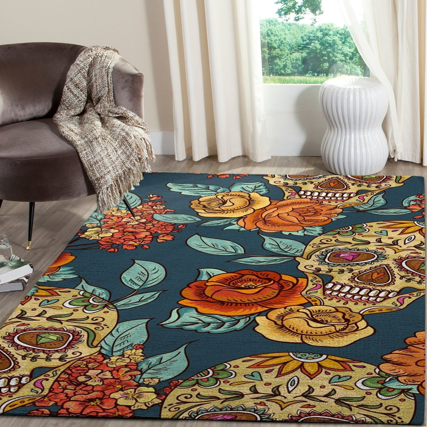 Sugar Skulls Area Rug Chrismas Gift - Indoor Outdoor Rugs