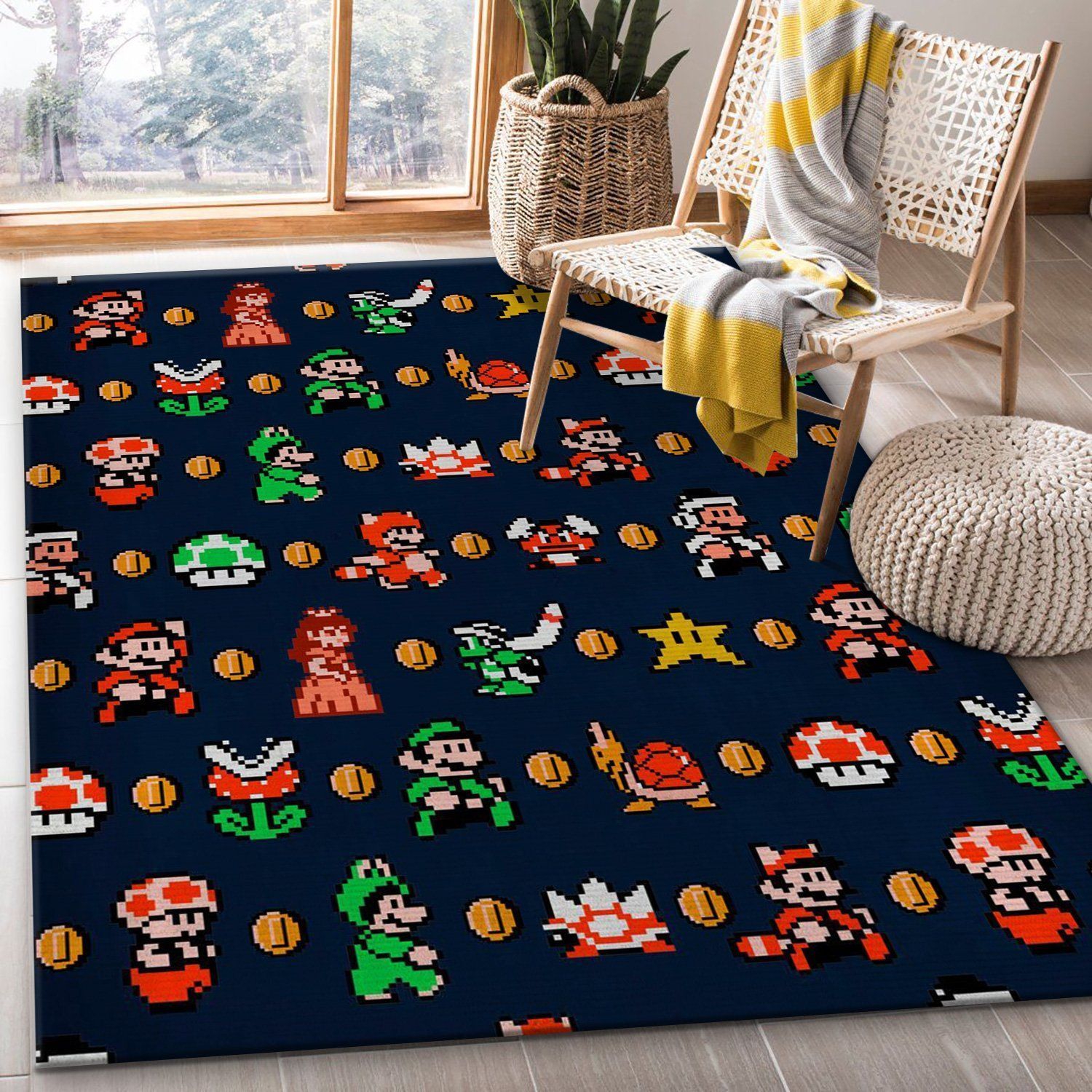 Super Mario Pattern Christmas Gift Rug Bedroom Rug Home Decor Floor Decor - Indoor Outdoor Rugs