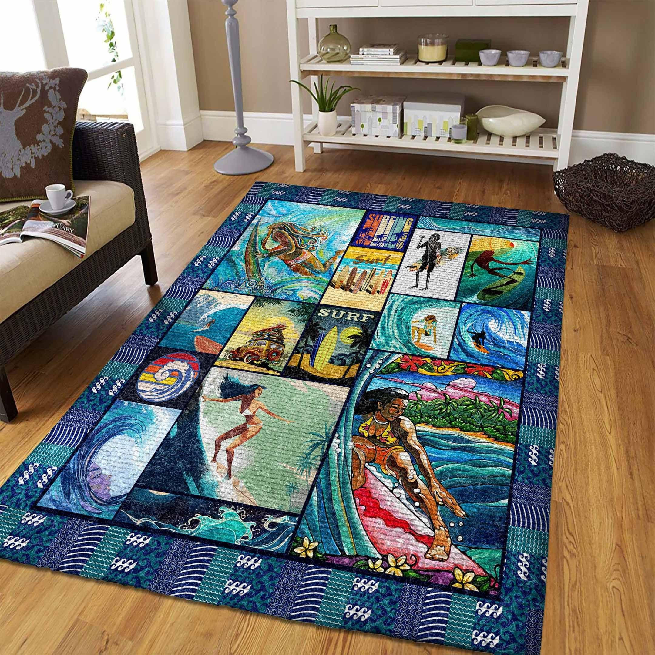 Surfing Rug Chrismas Gift - Indoor Outdoor Rugs