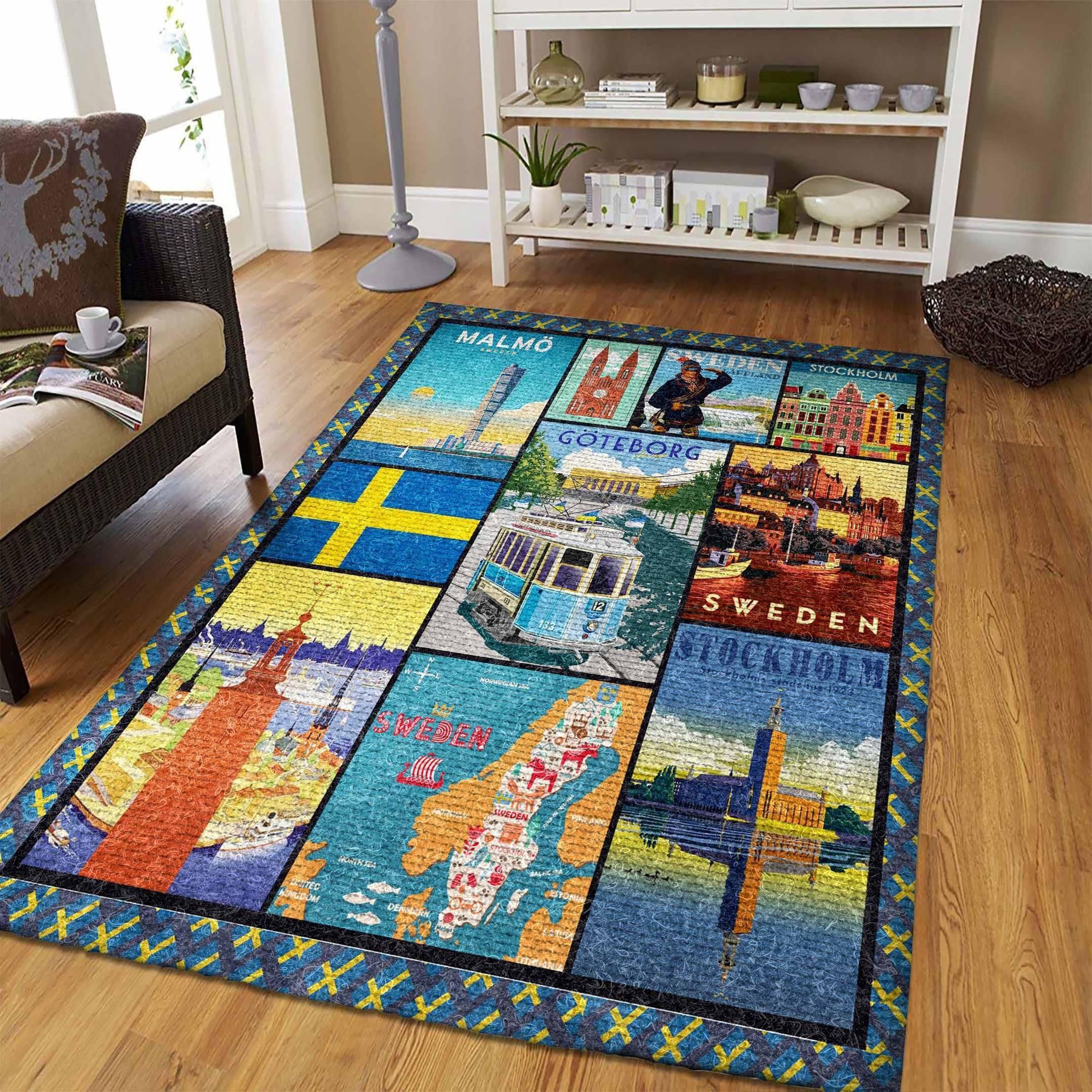 Sweden Rug Chrismas Gift - Indoor Outdoor Rugs