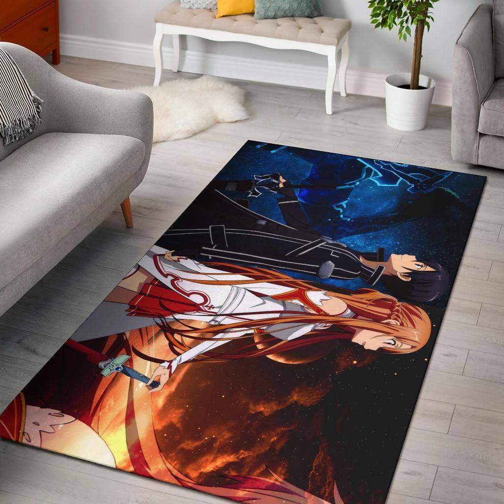 Sword Art Online Kirito Asuna Area Rug Chrismas Gift - Indoor Outdoor Rugs