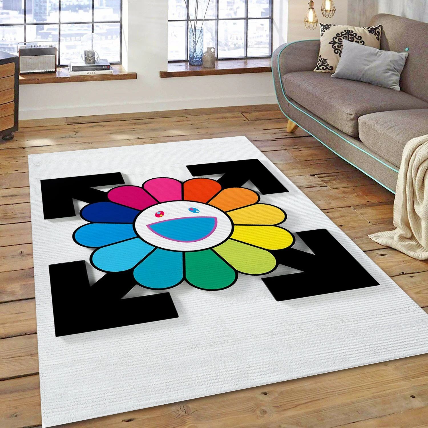 Takashi Murakami Off White Fashion Brand Area Rug