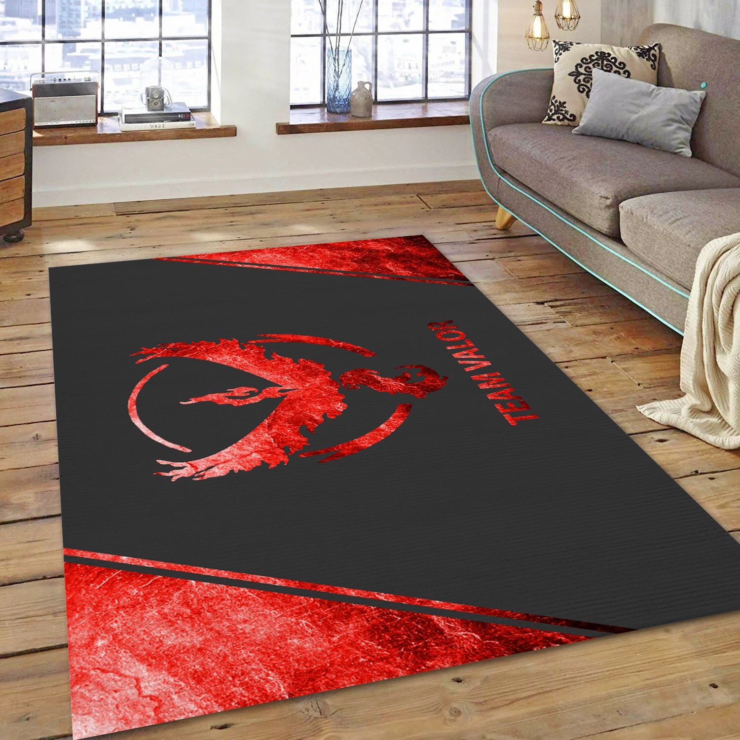 Team Valor Texture Words Video Game Reangle Rug