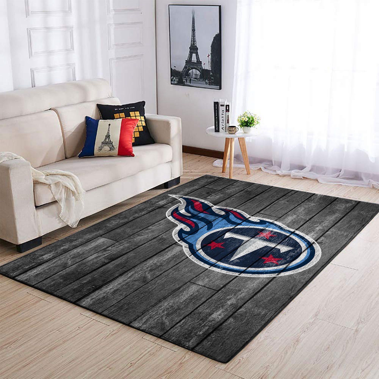 Tennessee Titans Nfl Team Logo Grey Wooden Style Style Nice Gift Home Decor Rectangle Area Rug - Indoor Outdoor Rugs