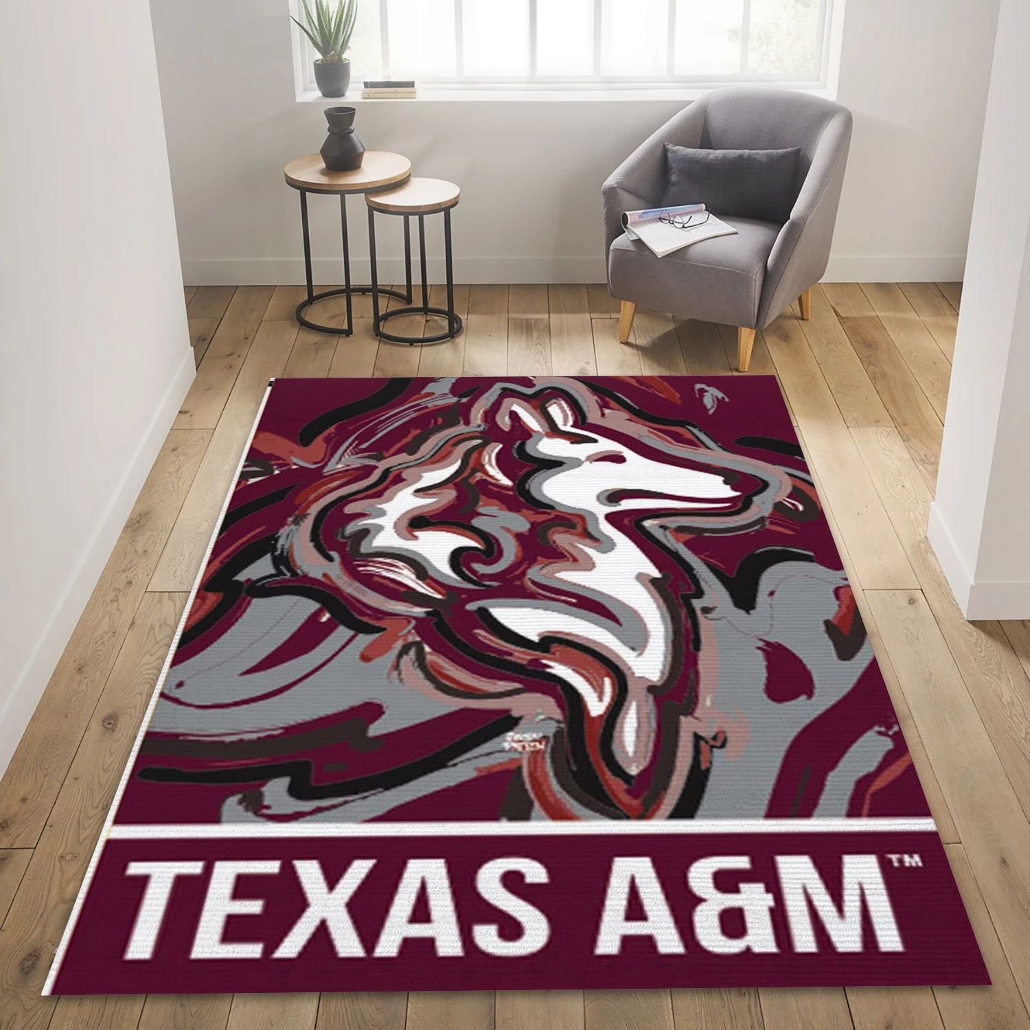 Texas Am Aggies College Team Reangle Area Rug