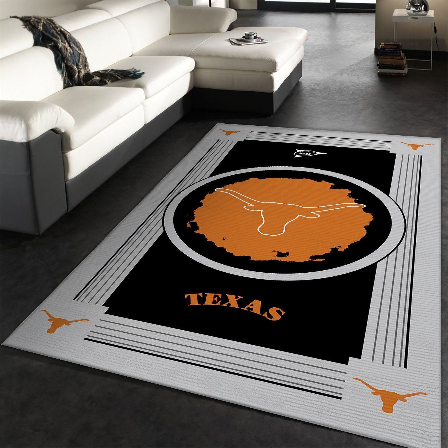 Texas Longhorns NCAA Team Logo Rug Room Carpet Custom Area Floor Home Decor - Indoor Outdoor Rugs