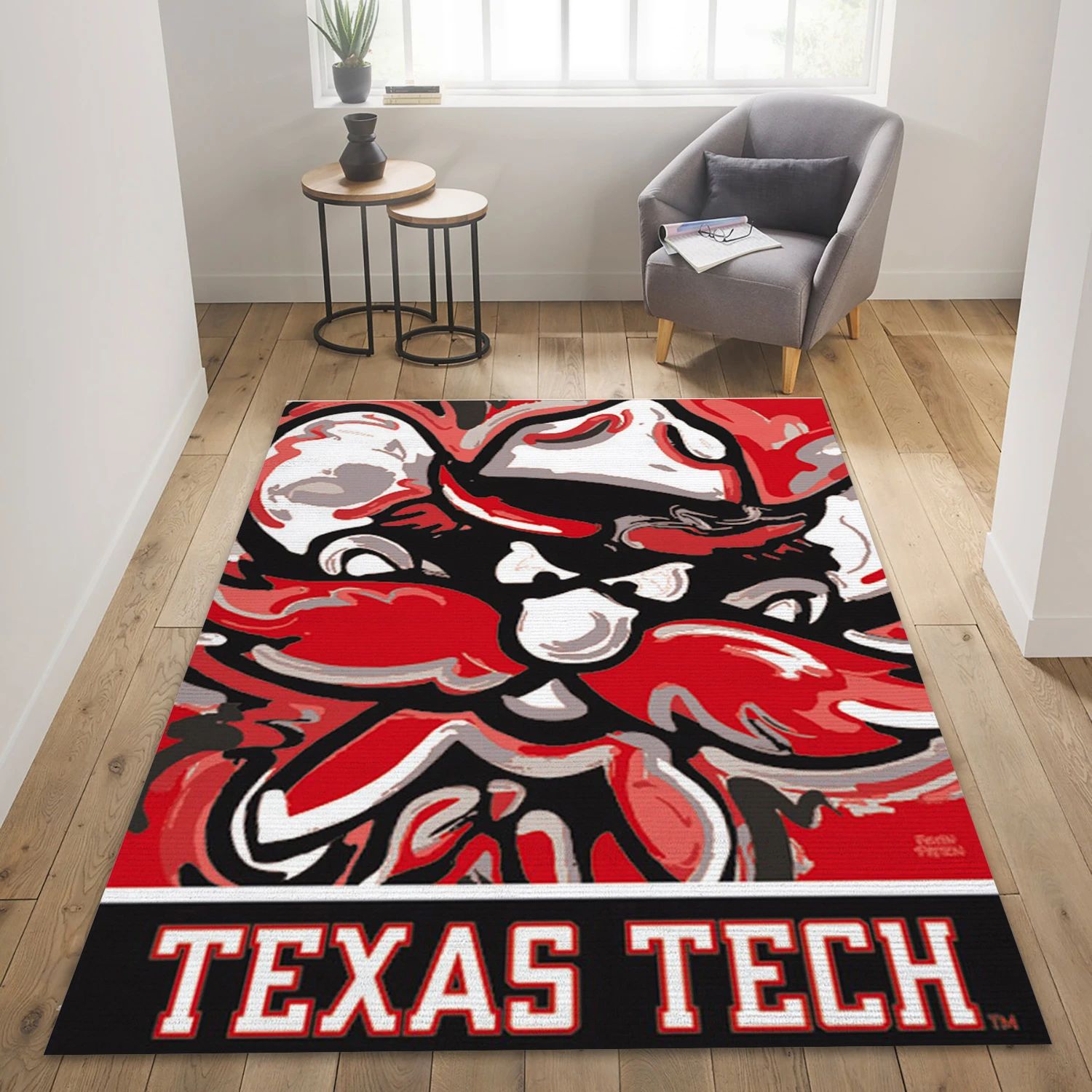 Texas Tech Red Raiders College Team Reangle Area Rug