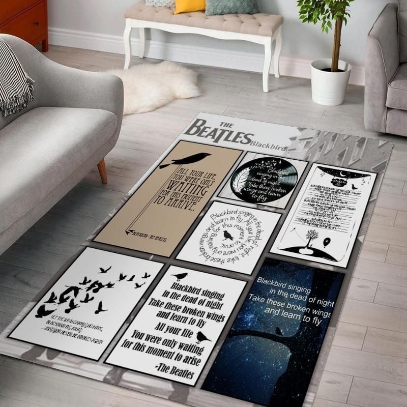 The Beatles Blackbird Singing Living Rooms Area Rug Carpet