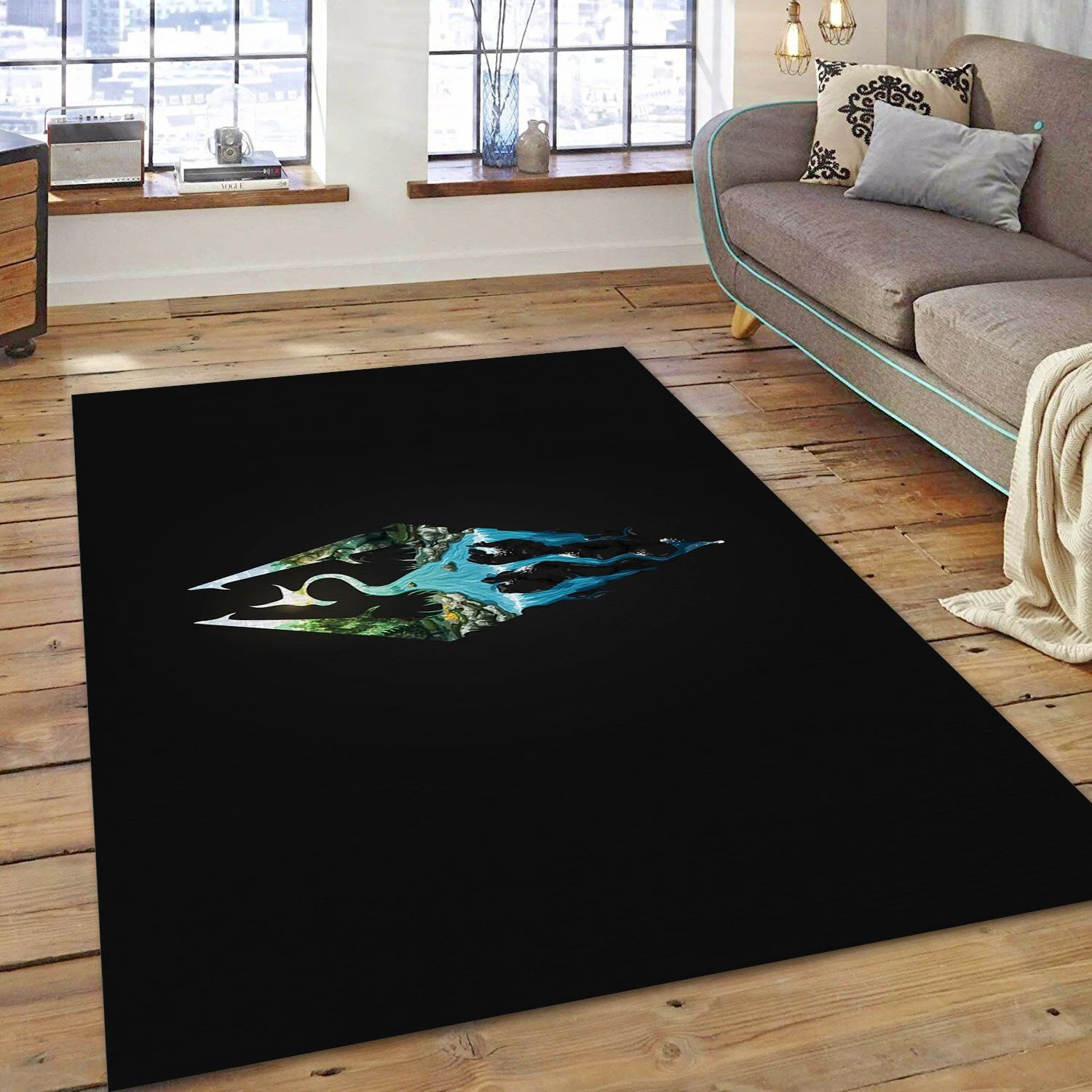 The Elder Scrolls V Skyrim Video Game Reangle Rug