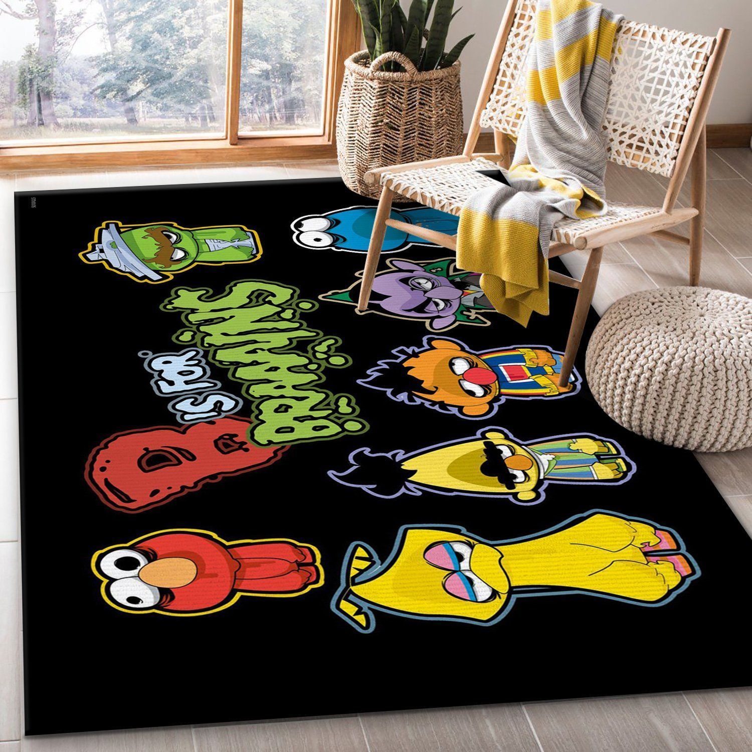 The Sesame Street Monsters Area Rug For Christmas Bedroom Rug Family Gift US Decor - Indoor Outdoor Rugs