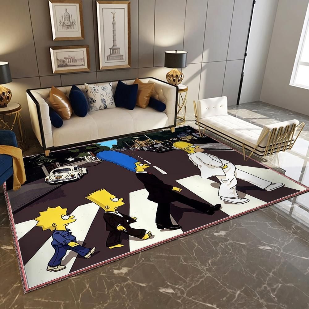 The Simpsons Crossing Abbey Road Beatles Style Living Room Area Rug Carpet, Bedroom, Christmas Gift US Decor – Indoor Outdoor Rugs 