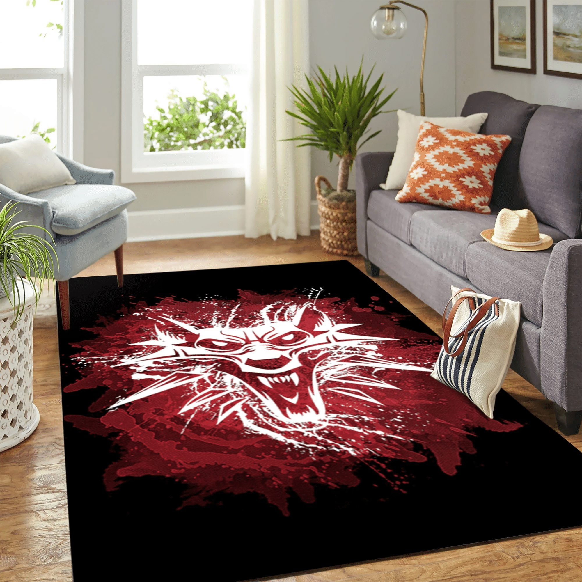 The Witcher Red Wolf Carpet Floor Area Rug Chrismas Gift - Indoor Outdoor Rugs