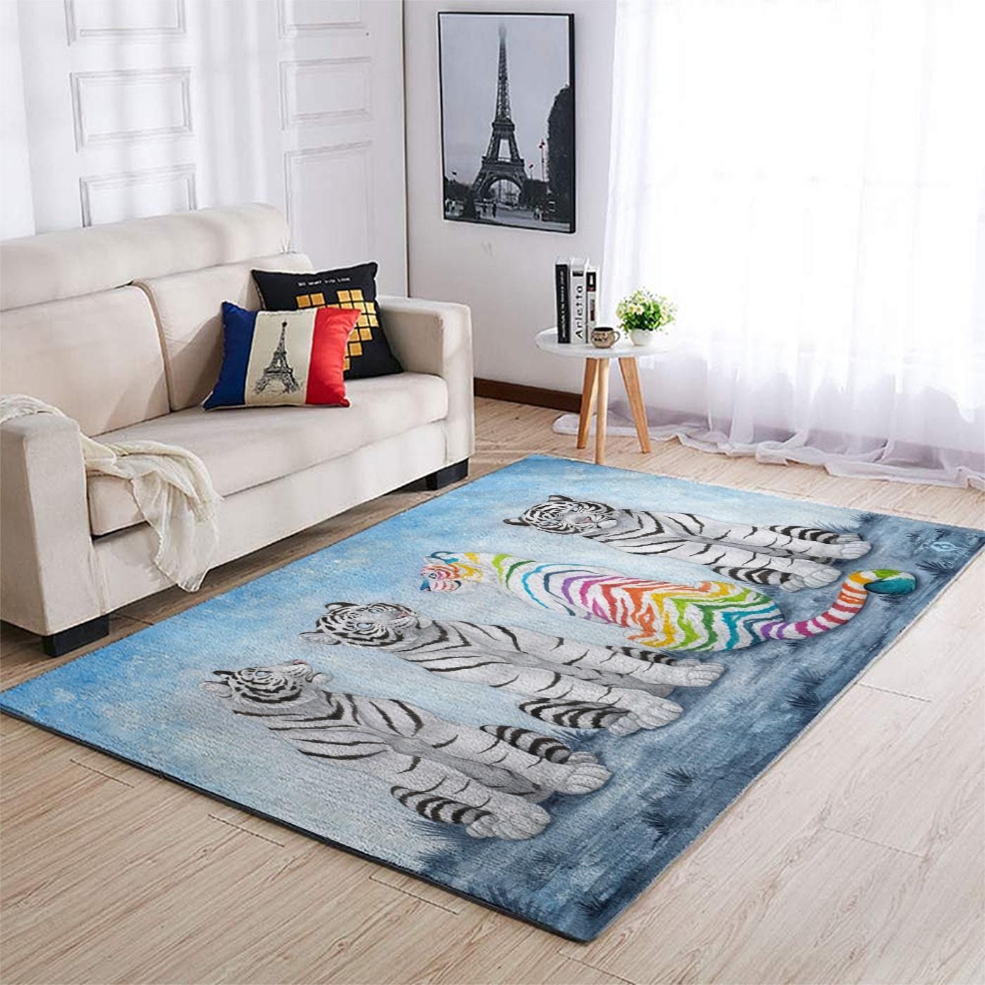 Tiger White Lgbt Area Rug Chrismas Gift - Indoor Outdoor Rugs