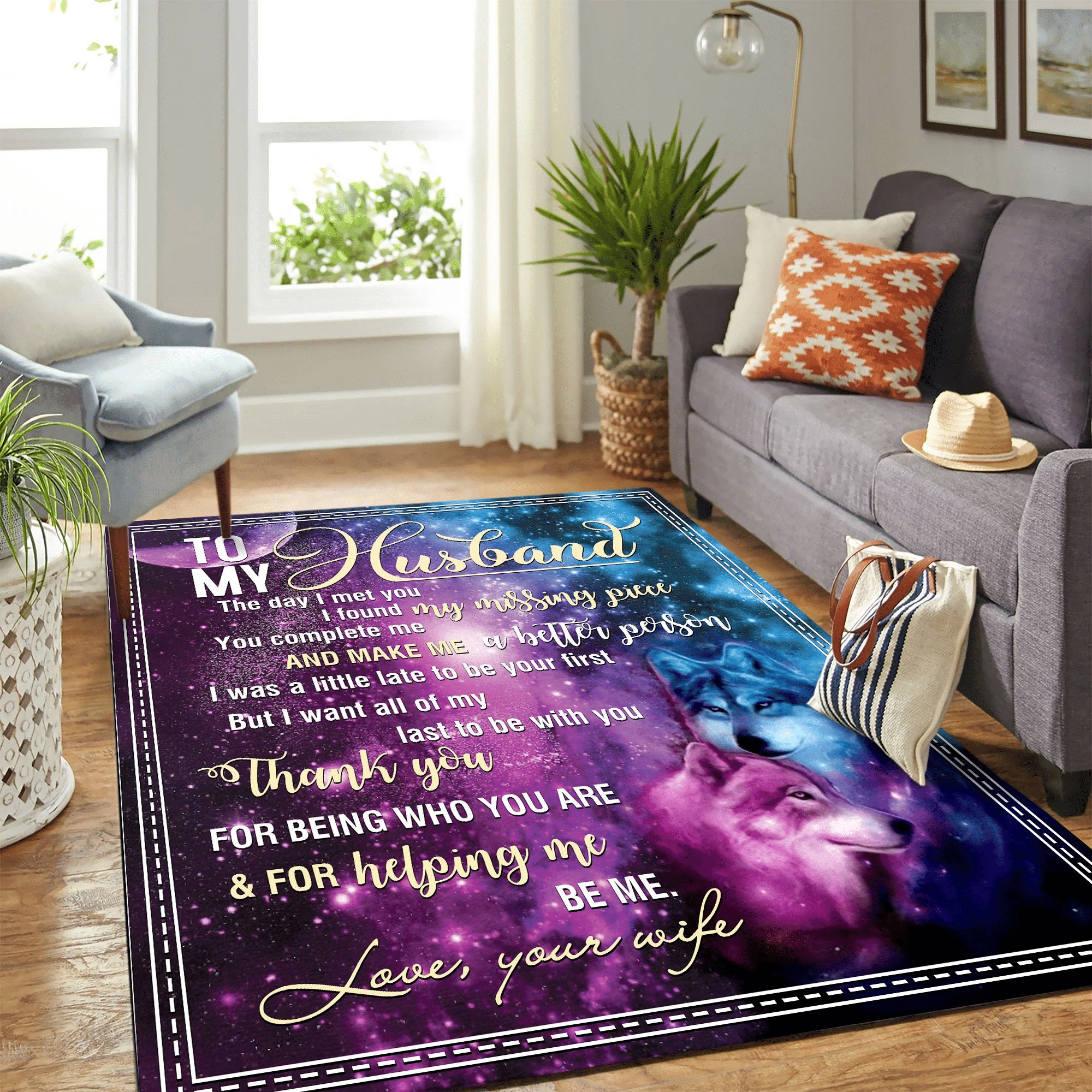 To My Husband Galaxy Carpet Area Rug Chrismas Gift - Indoor Outdoor Rugs