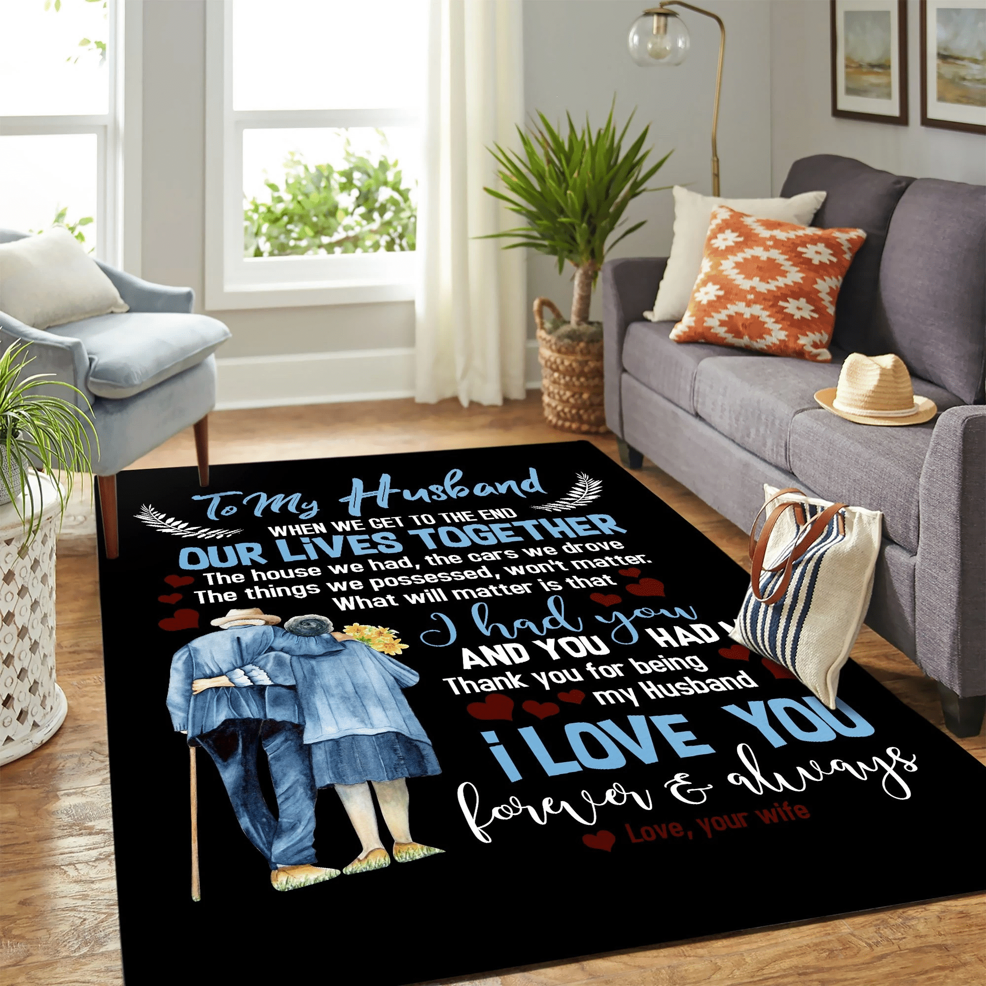 To My Husband I Love You Mk Carpet Area Rug Chrismas Gift - Indoor Outdoor Rugs