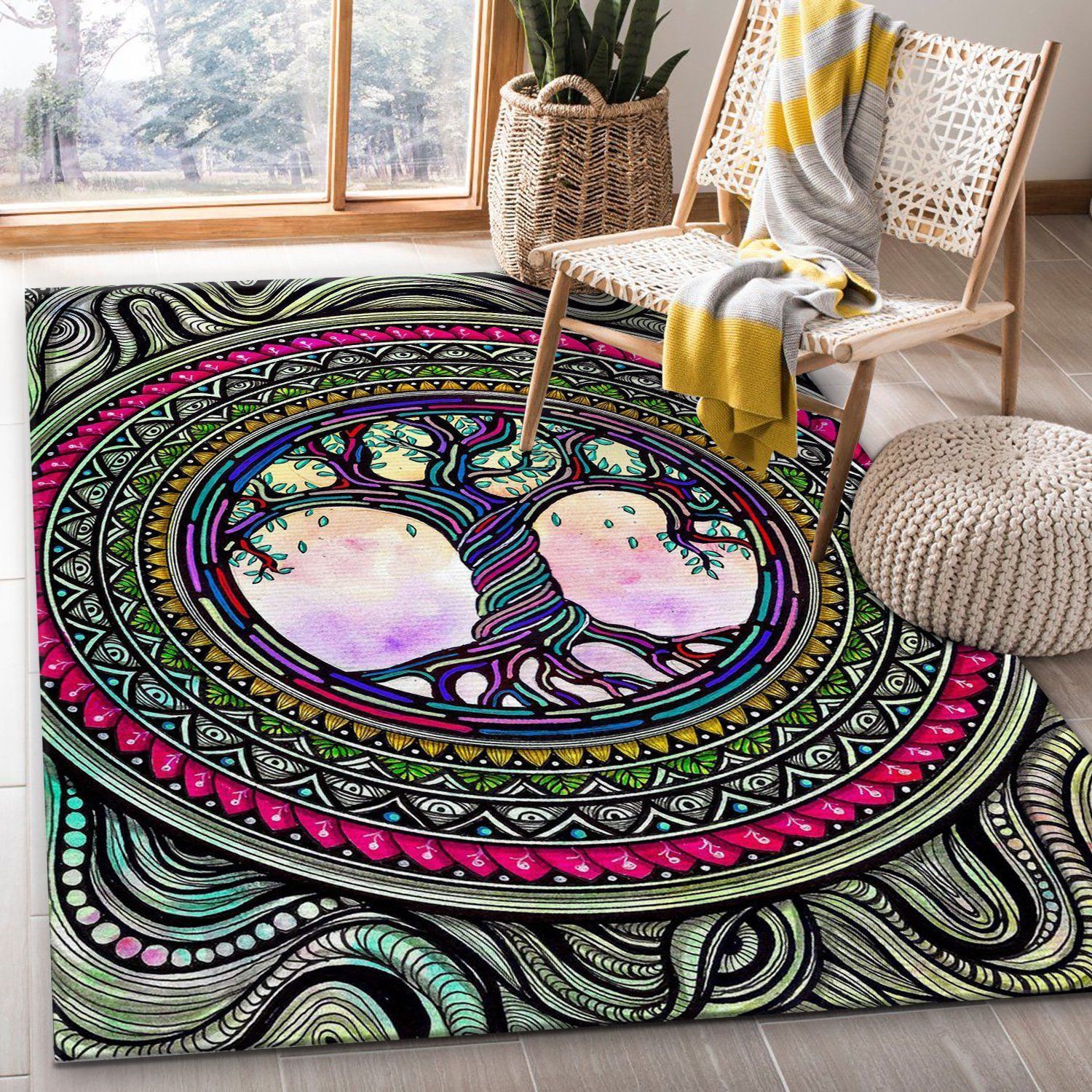 Tree Of Life Mandala Abstract Area Rug