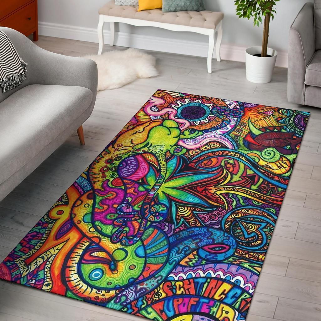 Trippy Psychedelic Colorful Area Rug Chrismas Gift - Indoor Outdoor Rugs