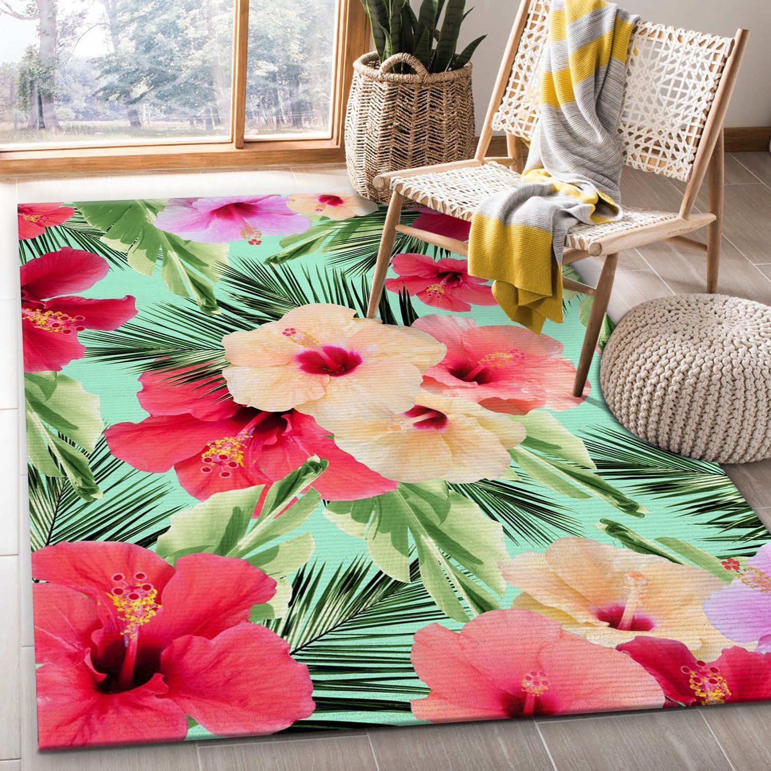 Tropical Hibiscus Dream 1 Area Rug For Christmas