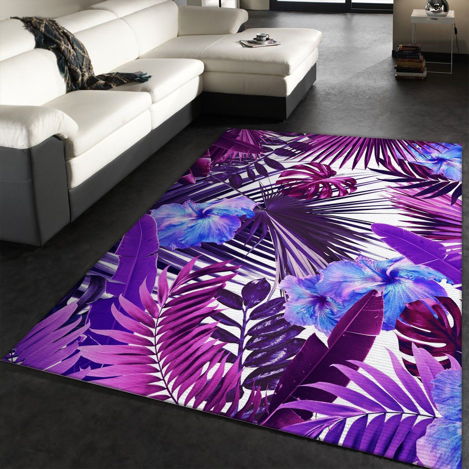 Tropical Hibiscus Jungle 2 Area Rug For Christmas